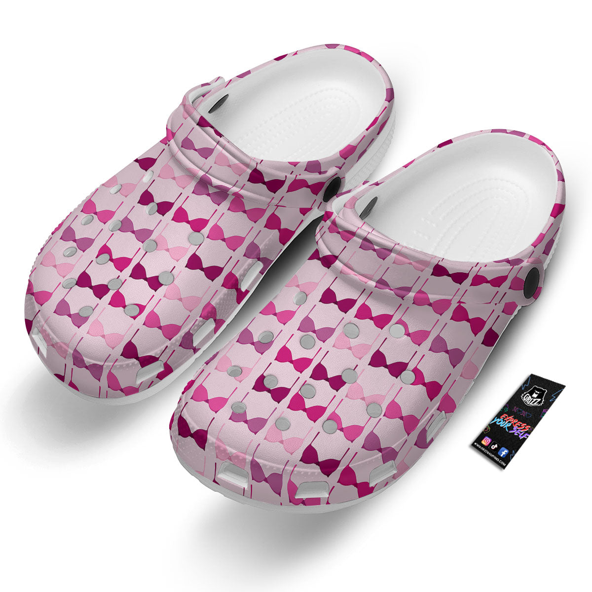 Breast Cancer Pink Bra Print Pattern Clog-grizzshop