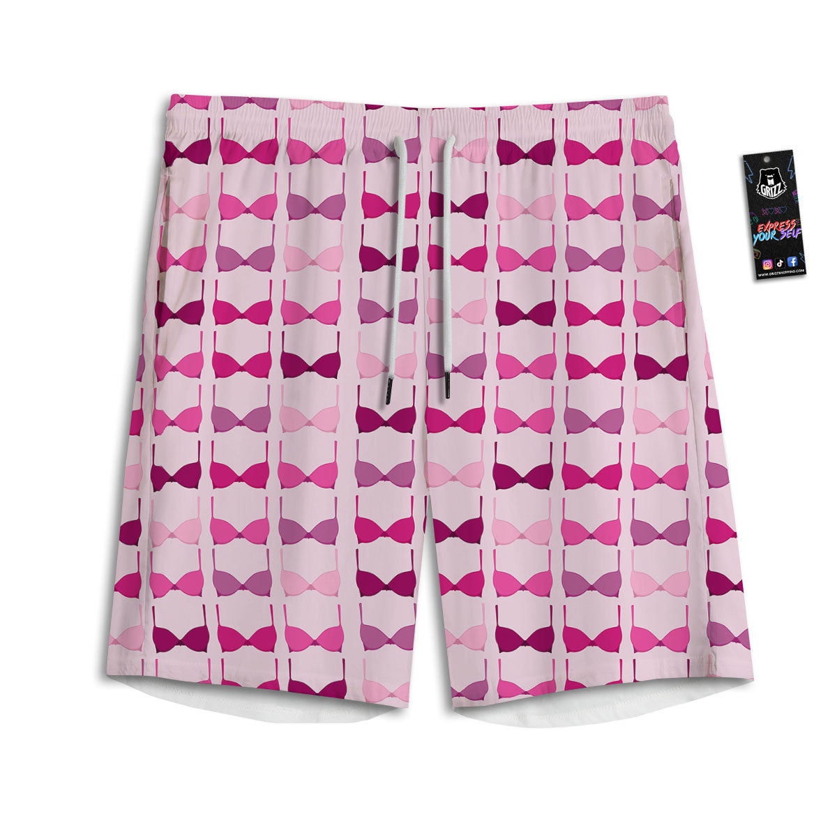Breast Cancer Pink Bra Print Pattern Men's Athletic Shorts