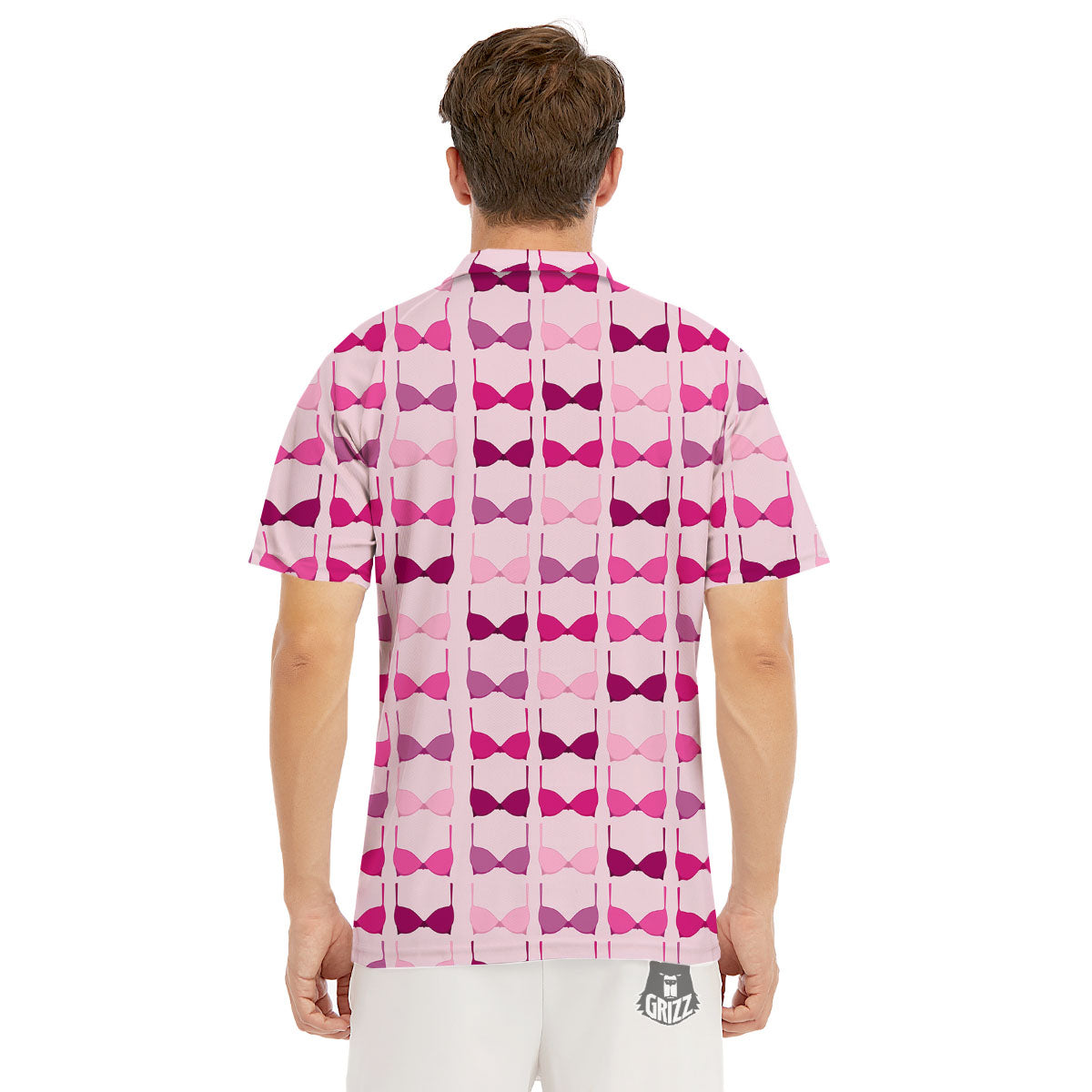 Breast Cancer Pink Bra Print Pattern Men's Golf Shirts-grizzshop