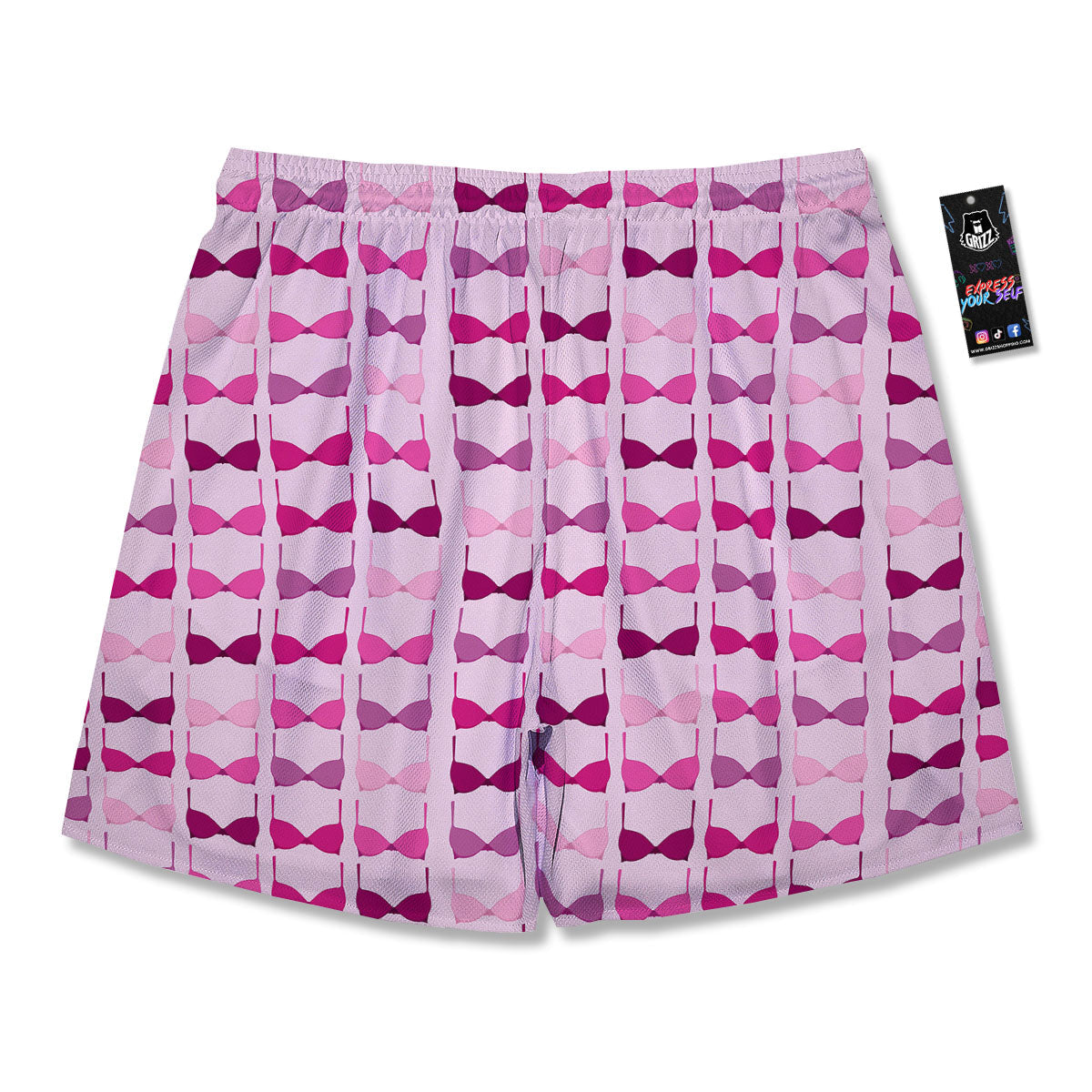 Breast Cancer Pink Bra Print Pattern Men's Running Shorts-grizzshop