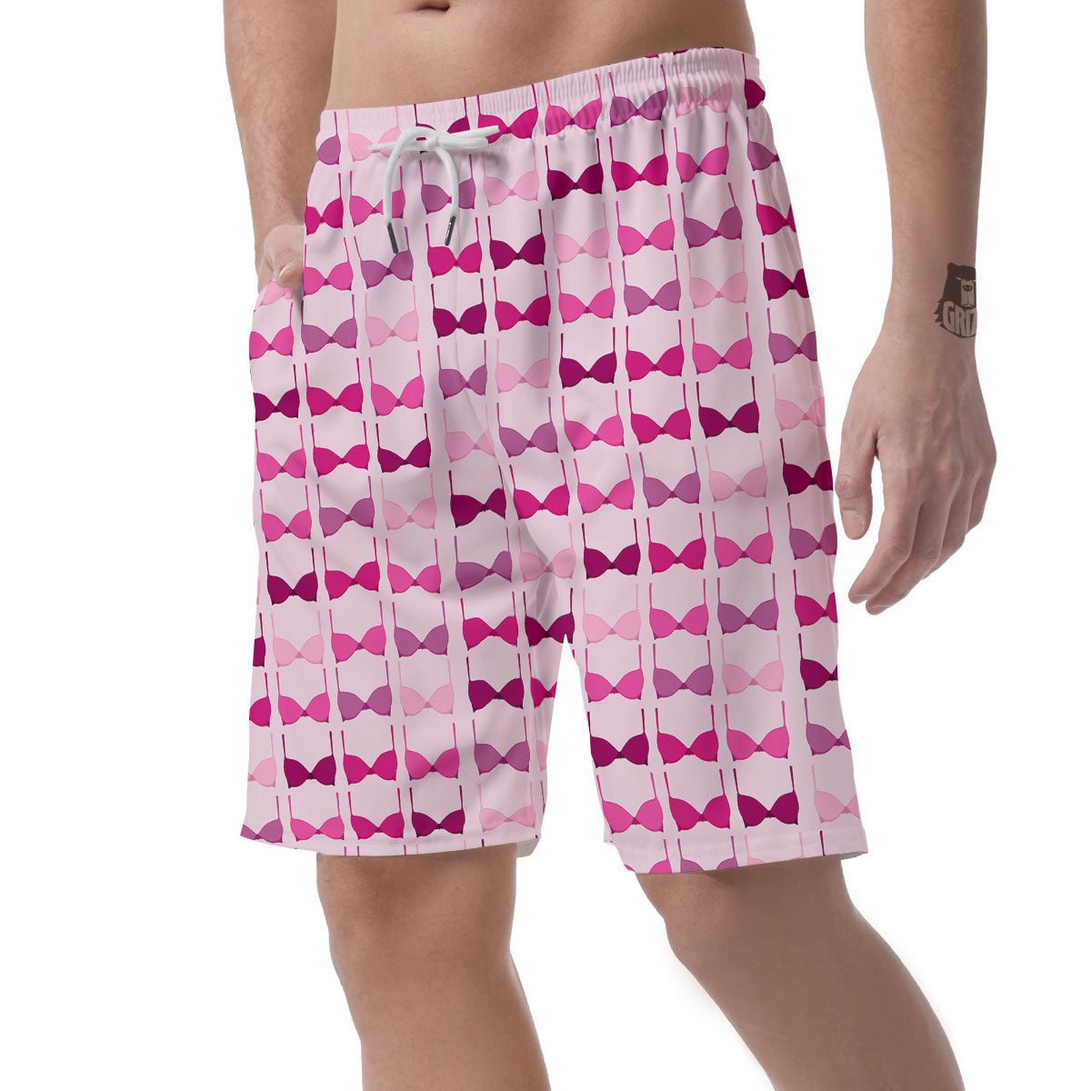 Breast Cancer Pink Bra Print Pattern Men's Shorts-grizzshop