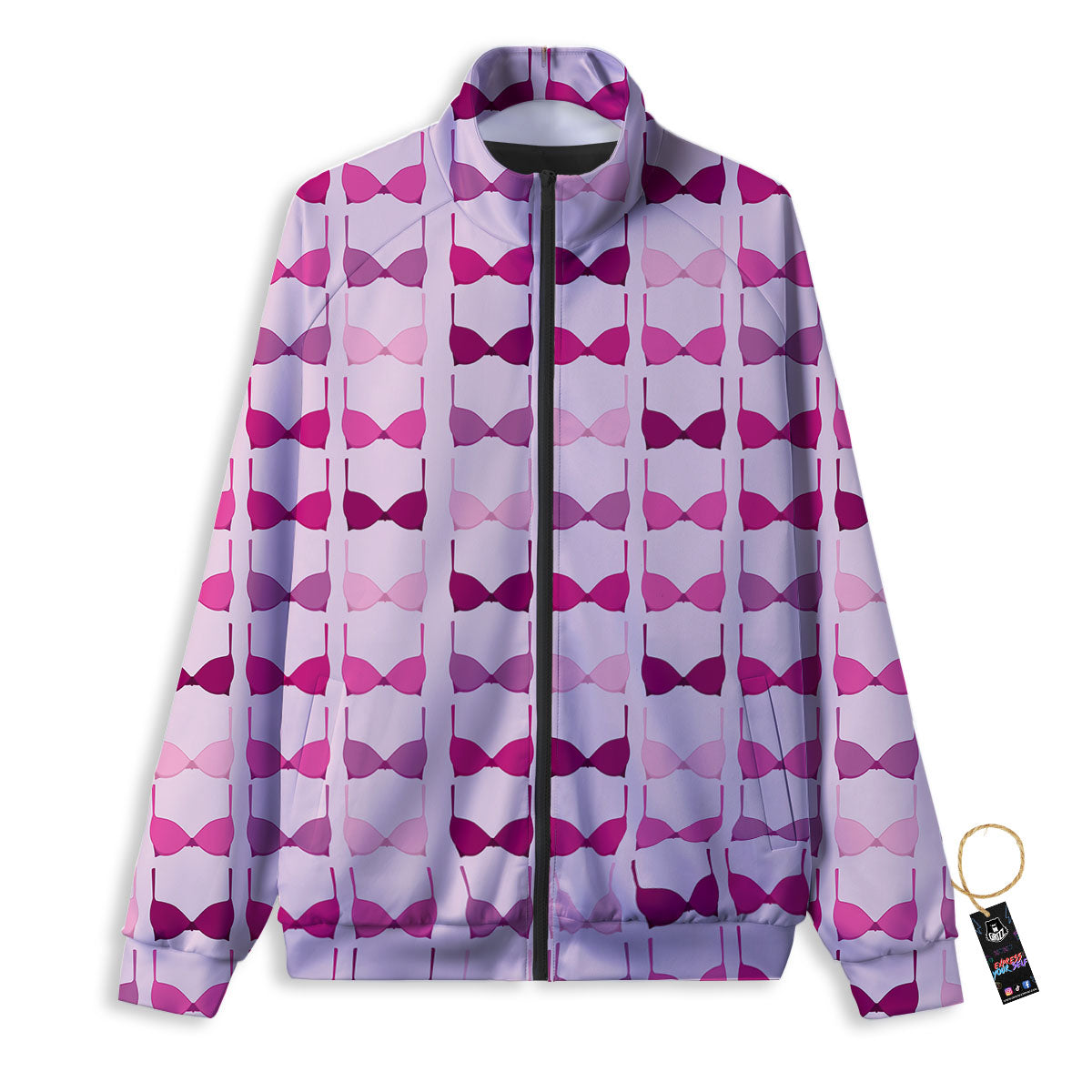 Breast Cancer Pink Bra Print Pattern Track Jacket-grizzshop