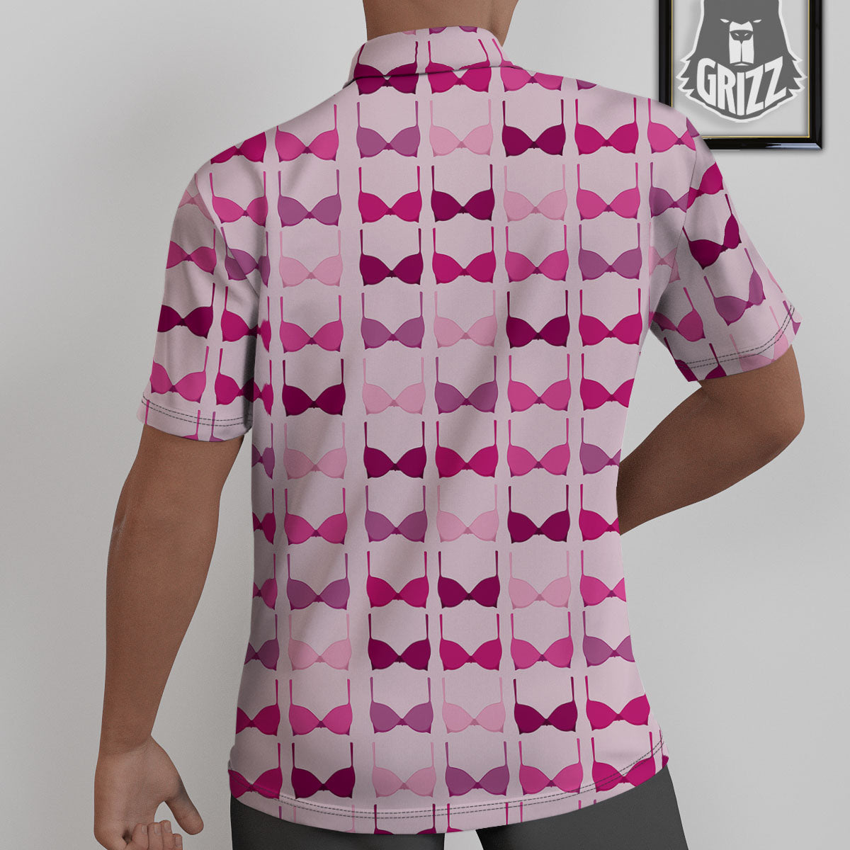 Breast Cancer Pink Bra Print Pattern Untucked Shirts-grizzshop