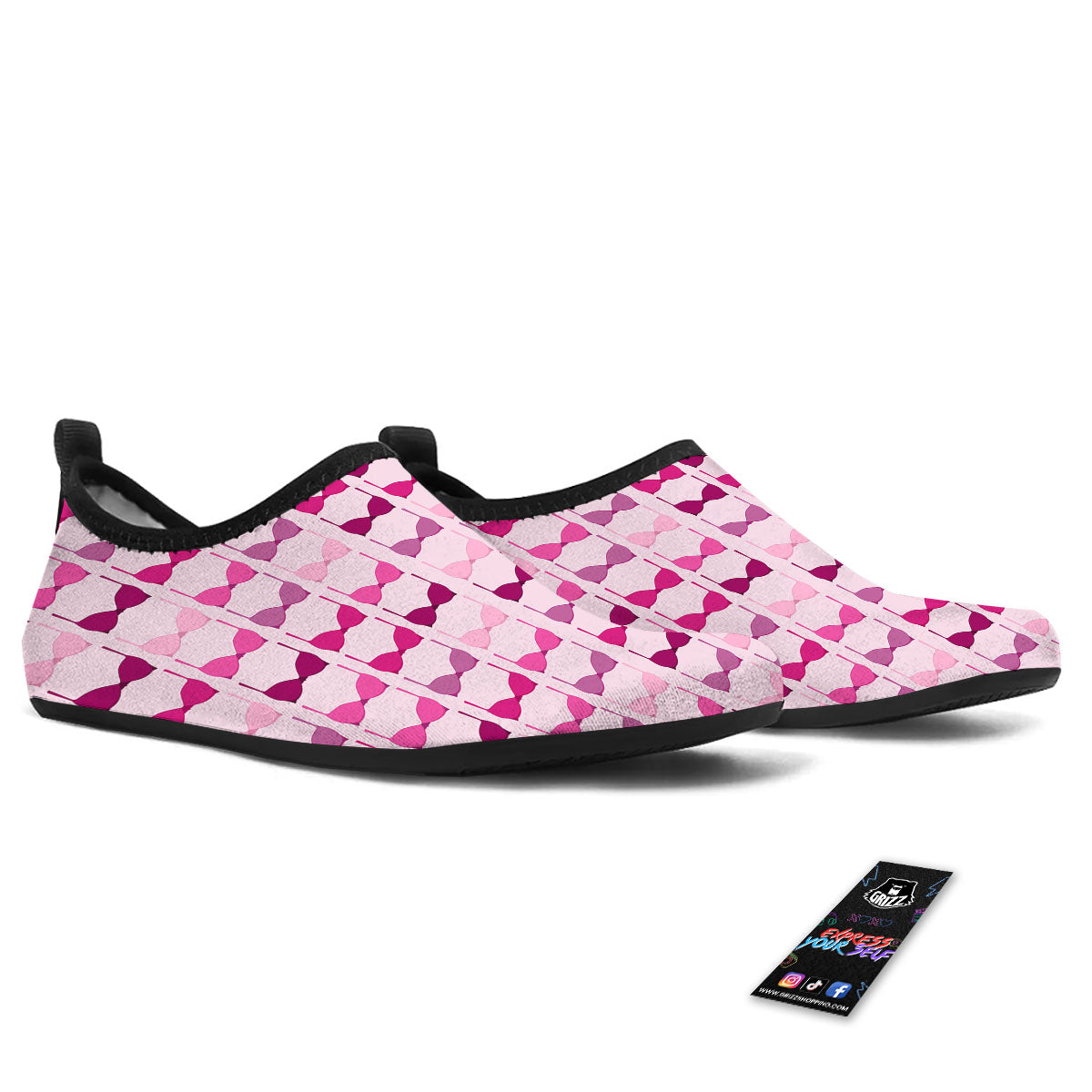 Breast Cancer Pink Bra Print Pattern Water Shoes-grizzshop