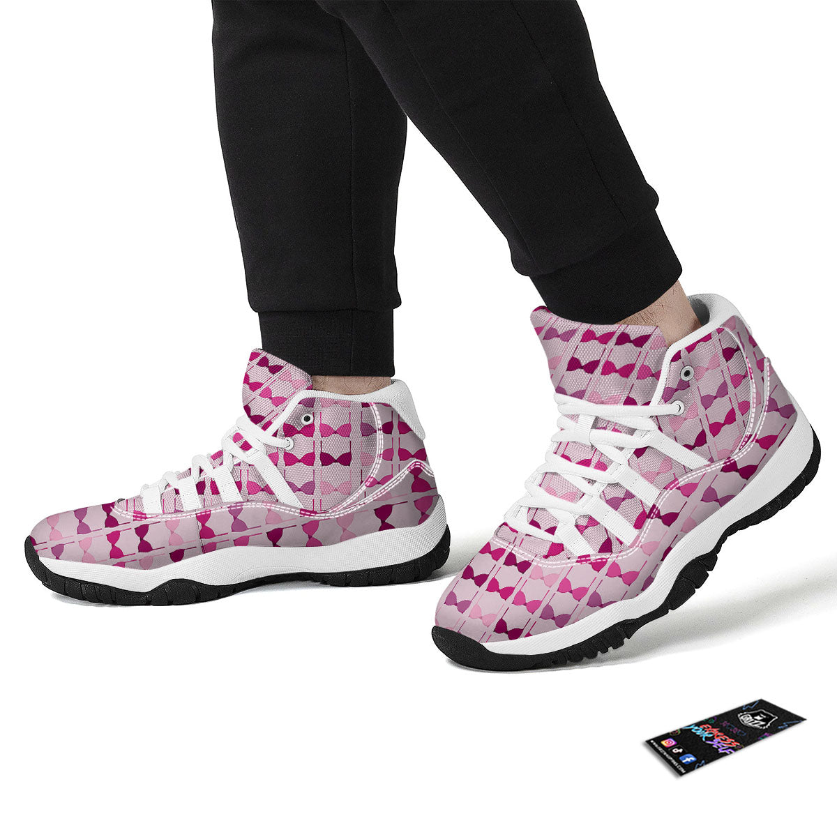 Breast Cancer Pink Bra Print Pattern White Bball Shoes-grizzshop