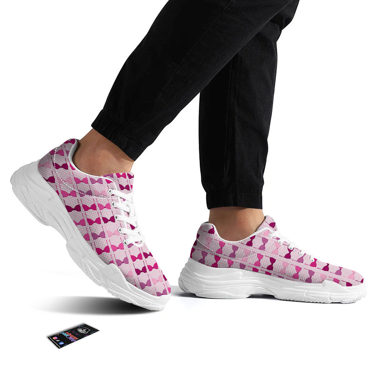 Breast Cancer Pink Bra Print Pattern White Chunky Shoes-grizzshop