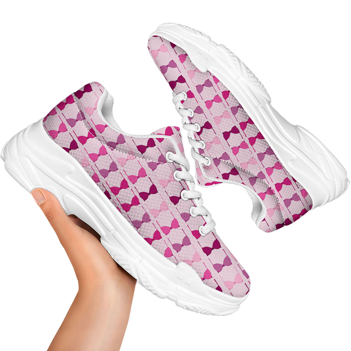 Breast Cancer Pink Bra Print Pattern White Chunky Shoes-grizzshop