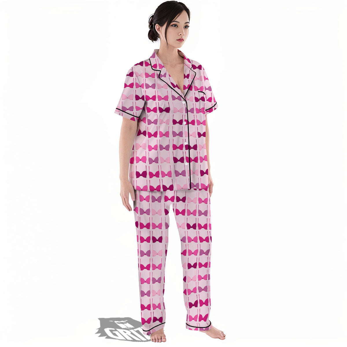 Breast Cancer Pink Bra Print Pattern Women's Pajamas Set-grizzshop