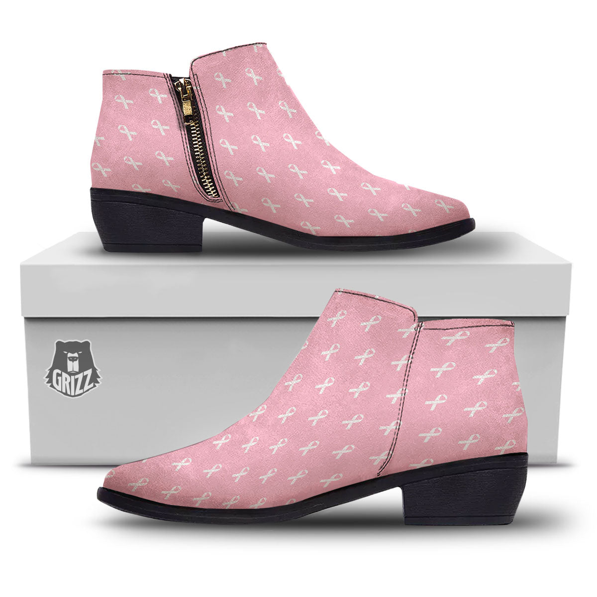 Breast Cancer Pink Pink Pattern Ankle Boots-grizzshop