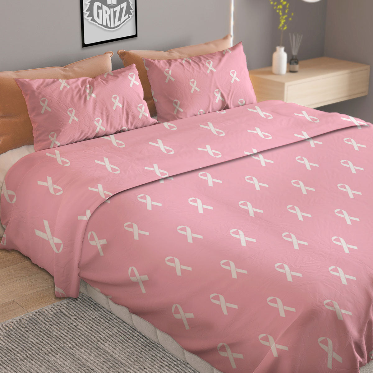 Breast Cancer Pink Pink Pattern Duvet Cover Bedding Set