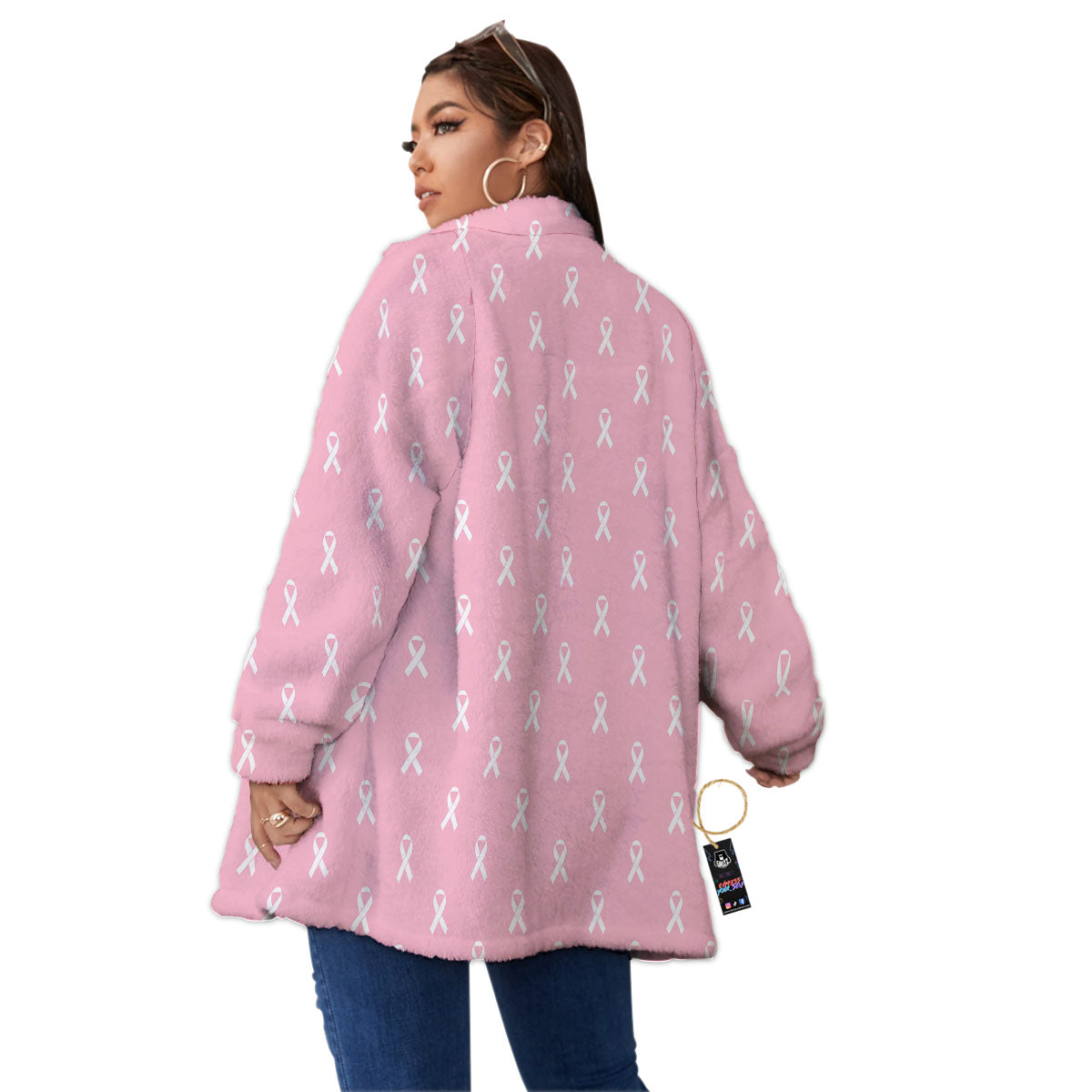Breast Cancer Pink Pink Pattern Women's Sherpa Jacket-grizzshop