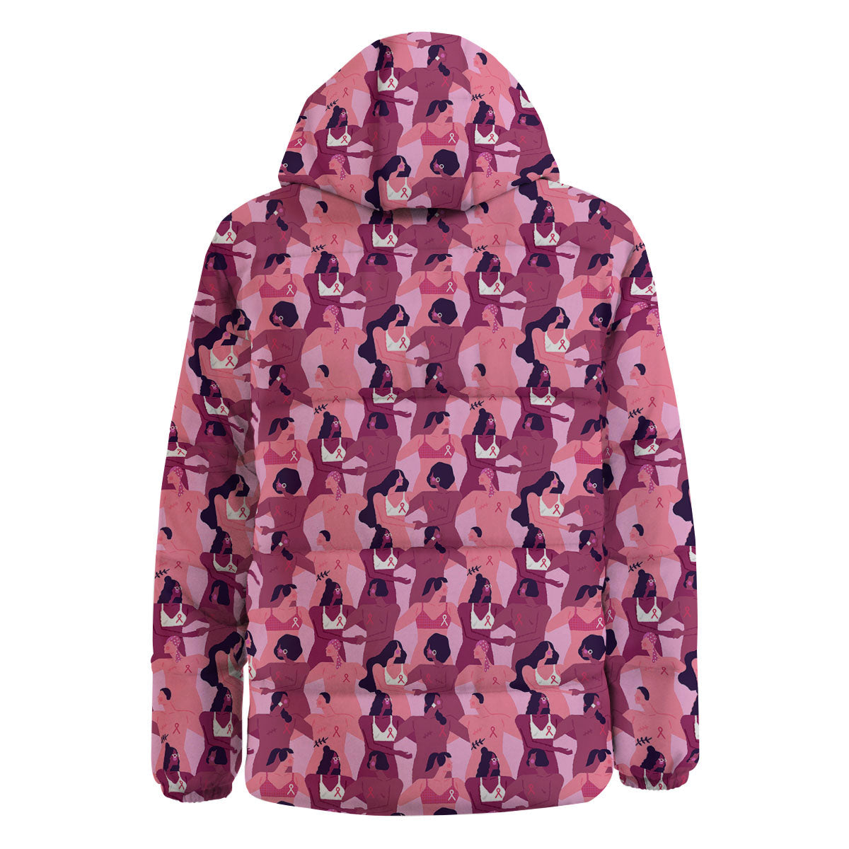 Breast Cancer Pink Print Pattern Down Jacket-grizzshop
