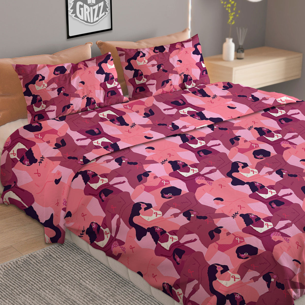 Black White And Red Chevron Print Pattern Duvet Cover Bedding Set