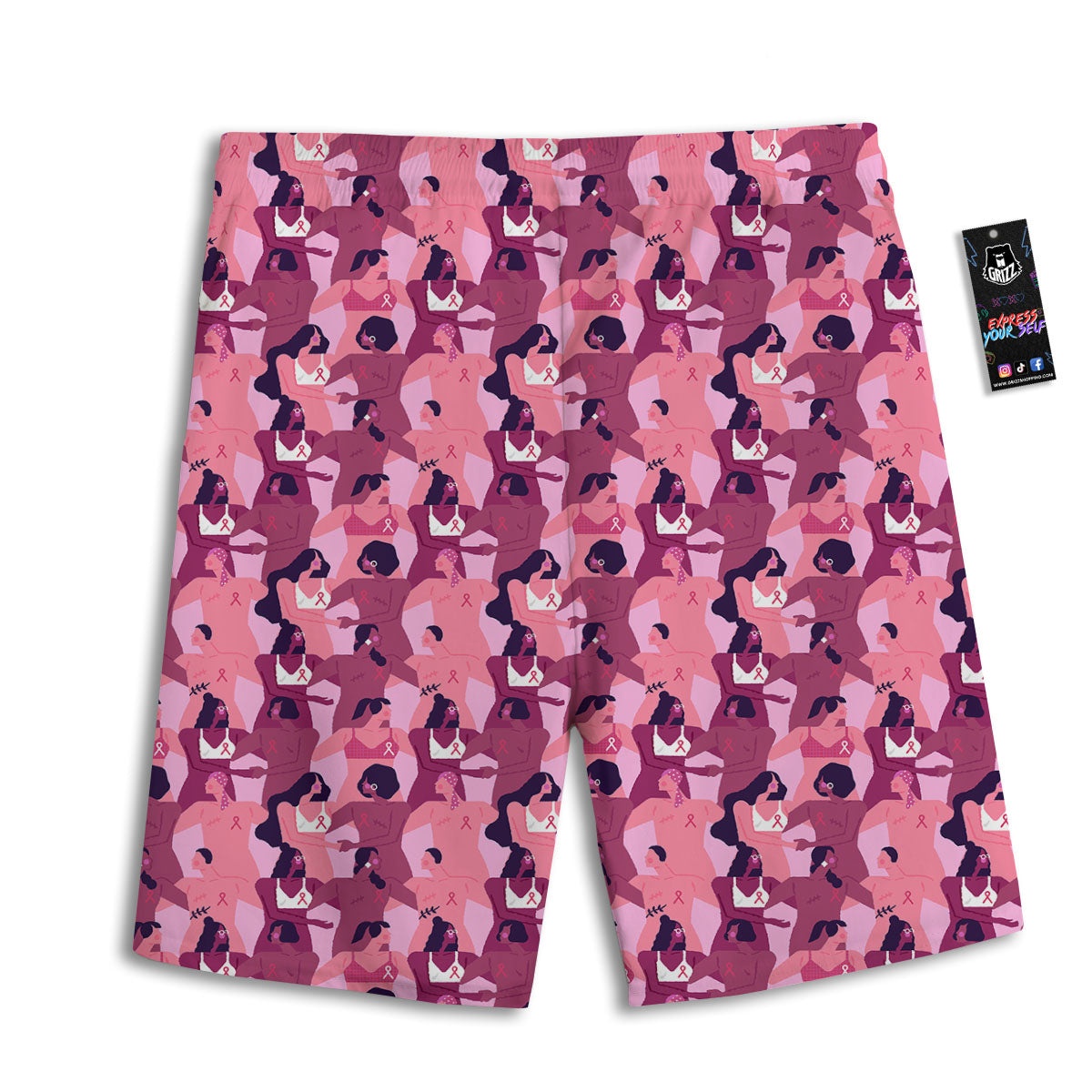 Breast Cancer Pink Print Pattern Men's Athletic Shorts