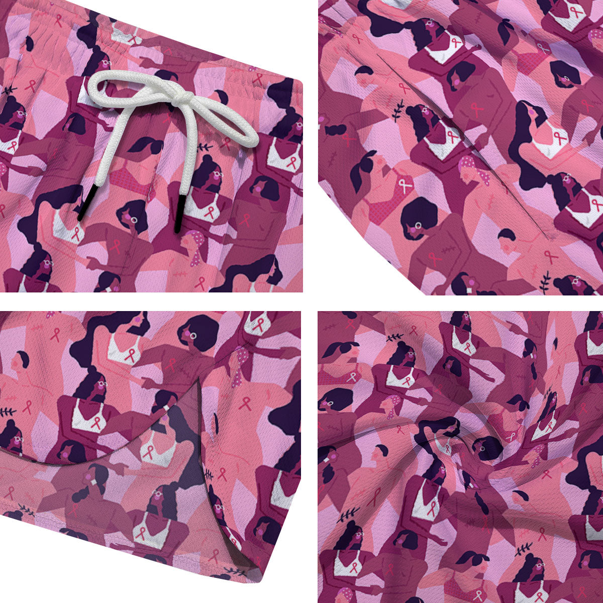 Breast Cancer Pink Print Pattern Men's Running Shorts-grizzshop