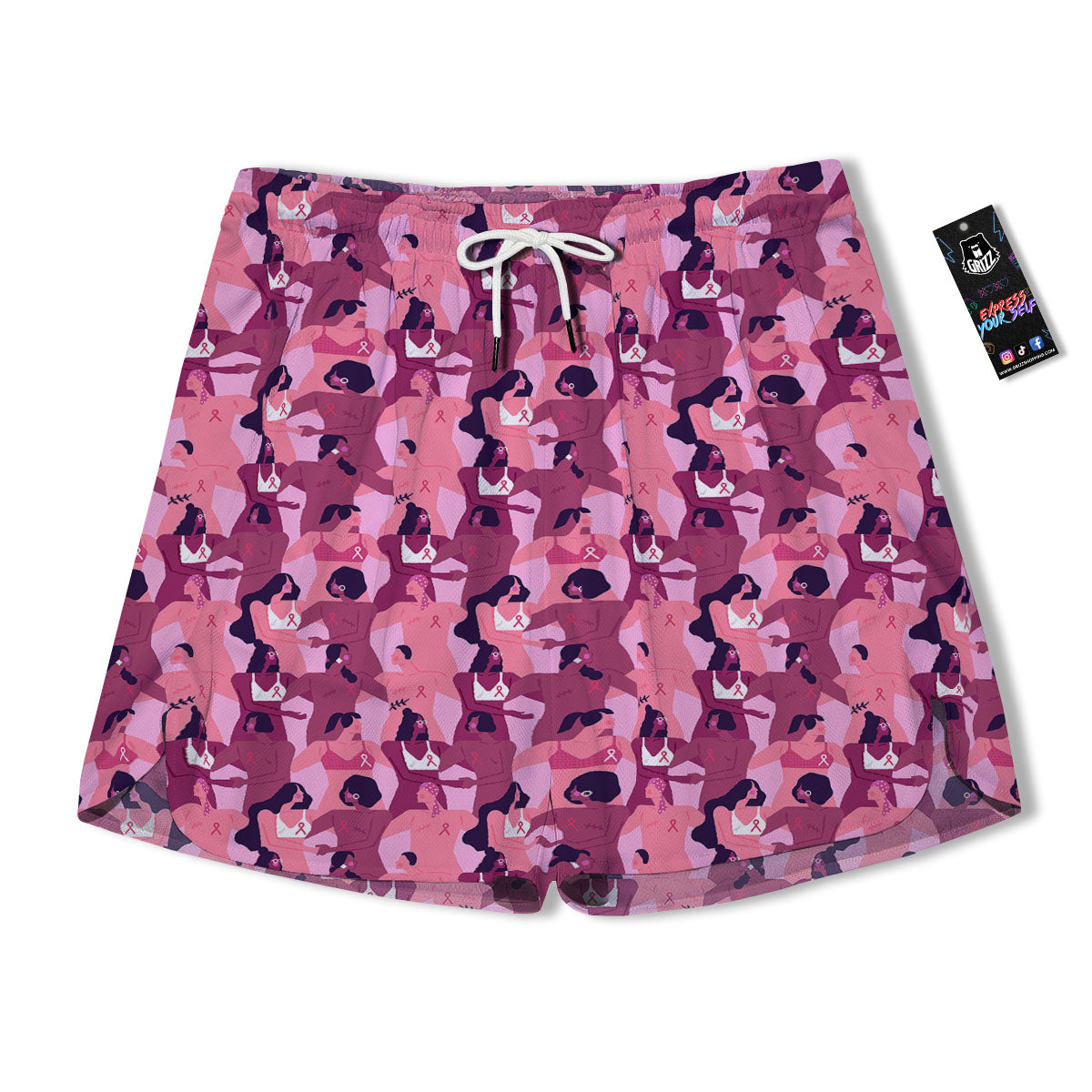 Breast Cancer Pink Print Pattern Men's Running Shorts-grizzshop