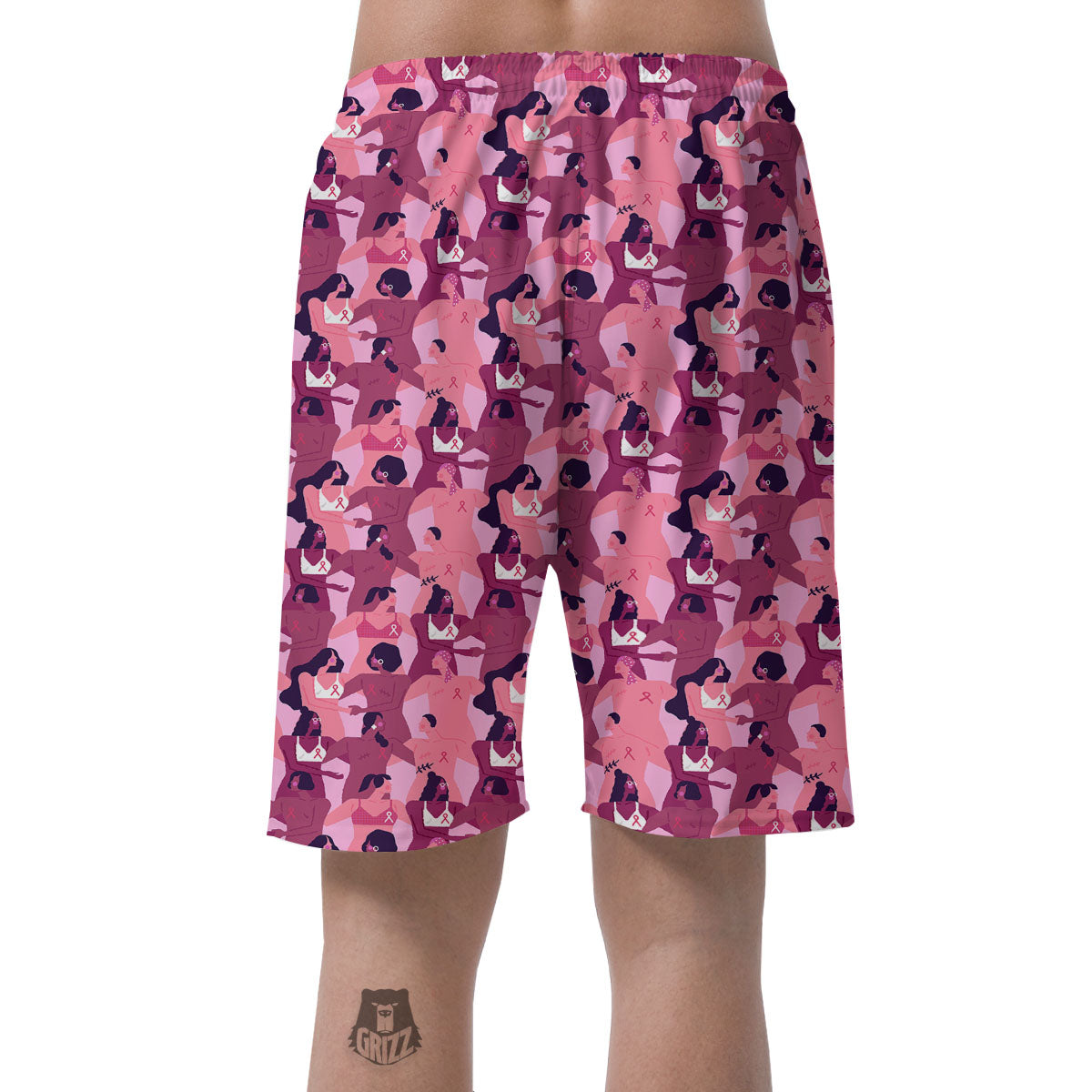 Breast Cancer Pink Print Pattern Men's Shorts-grizzshop