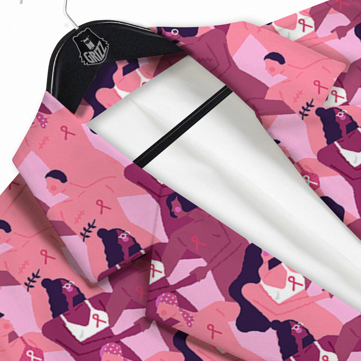 Breast Cancer Pink Print Pattern Men's Sport Coat-grizzshop