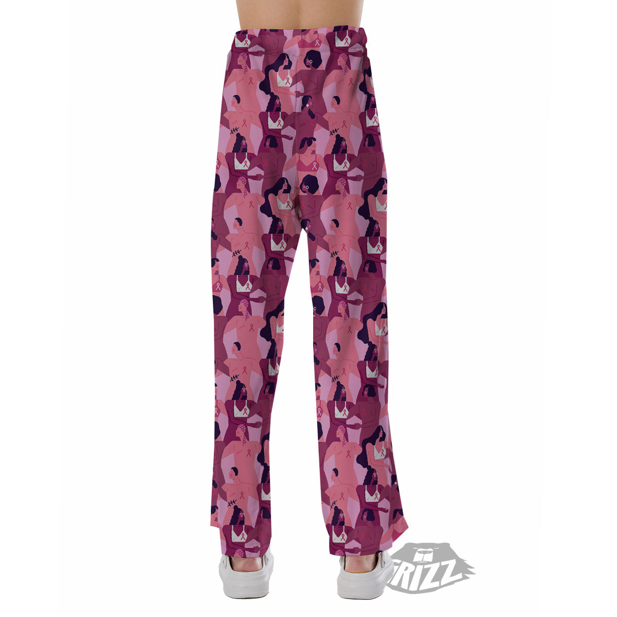 Breast Cancer Pink Print Pattern Pajama Pants-grizzshop