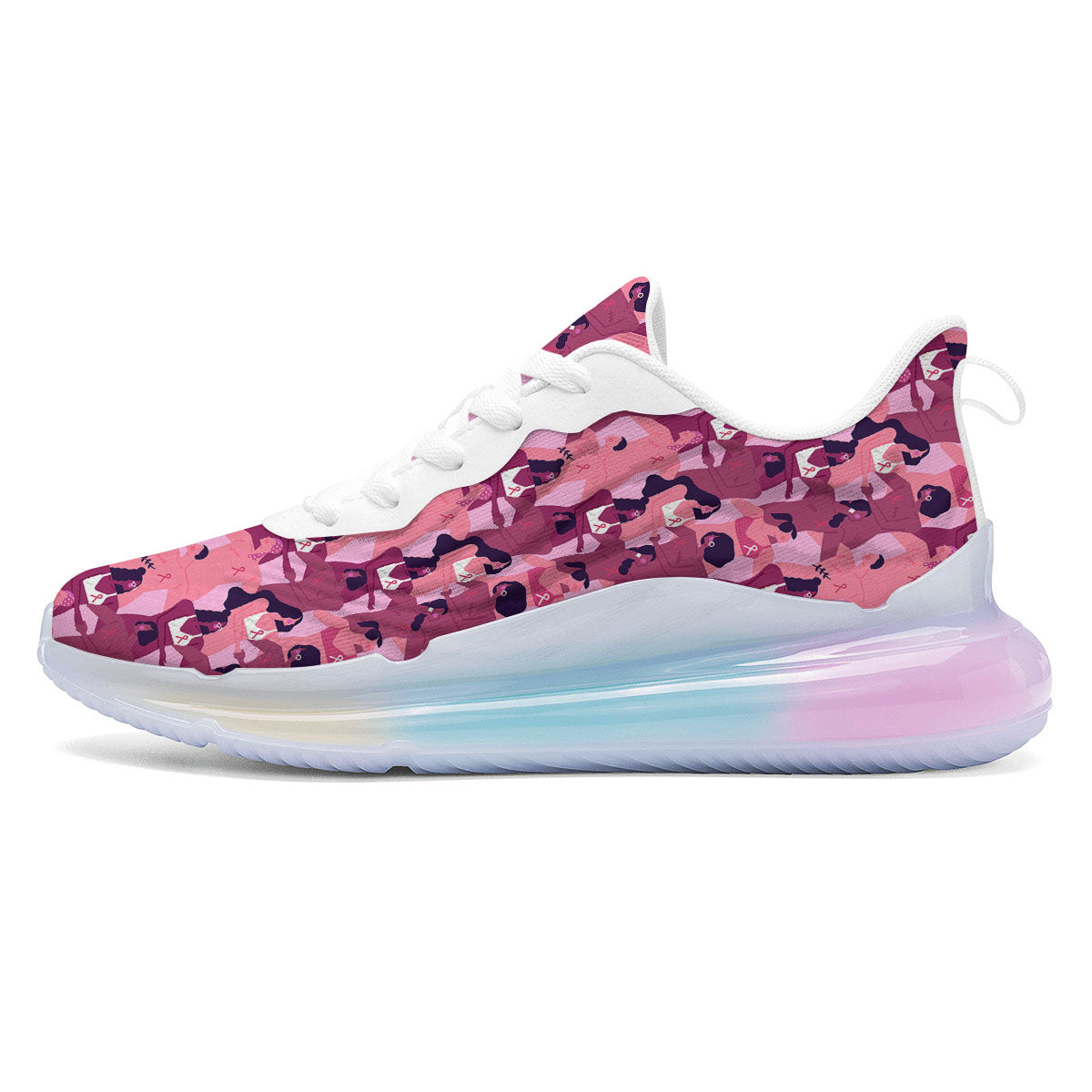 Breast Cancer Pink Print Pattern Running Sneakers-grizzshop