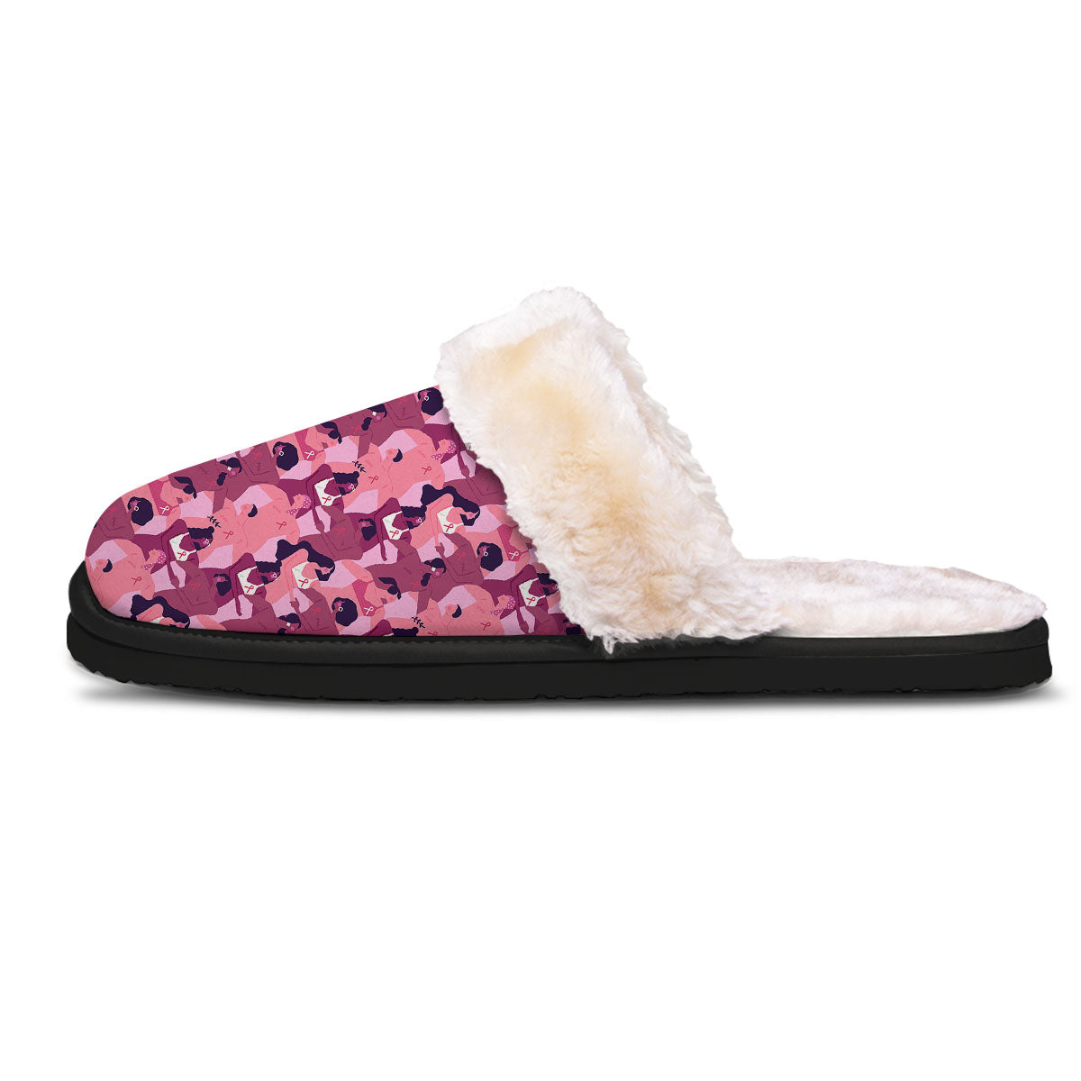Breast Cancer Pink Print Pattern Slippers-grizzshop