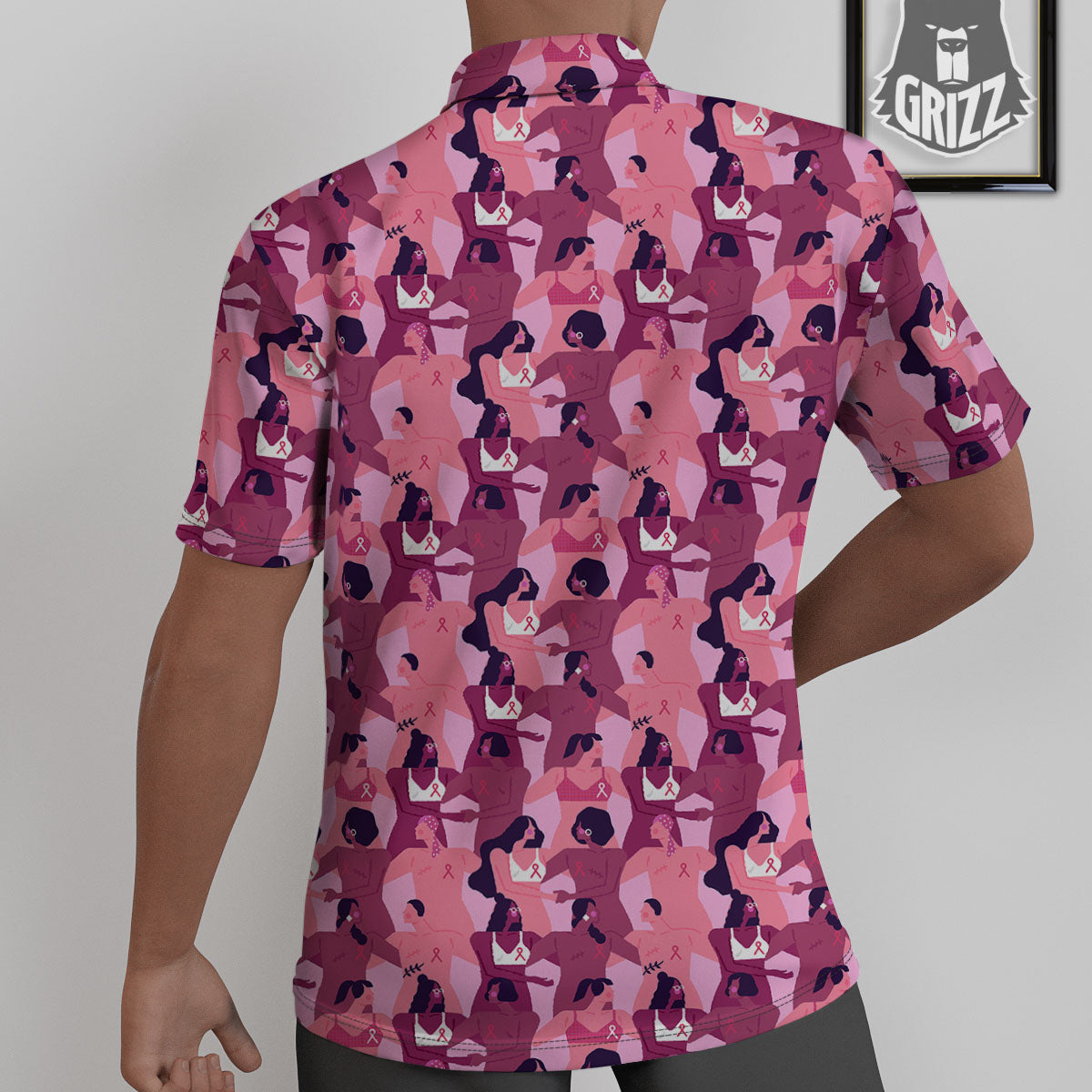 Breast Cancer Pink Print Pattern Untucked Shirts-grizzshop
