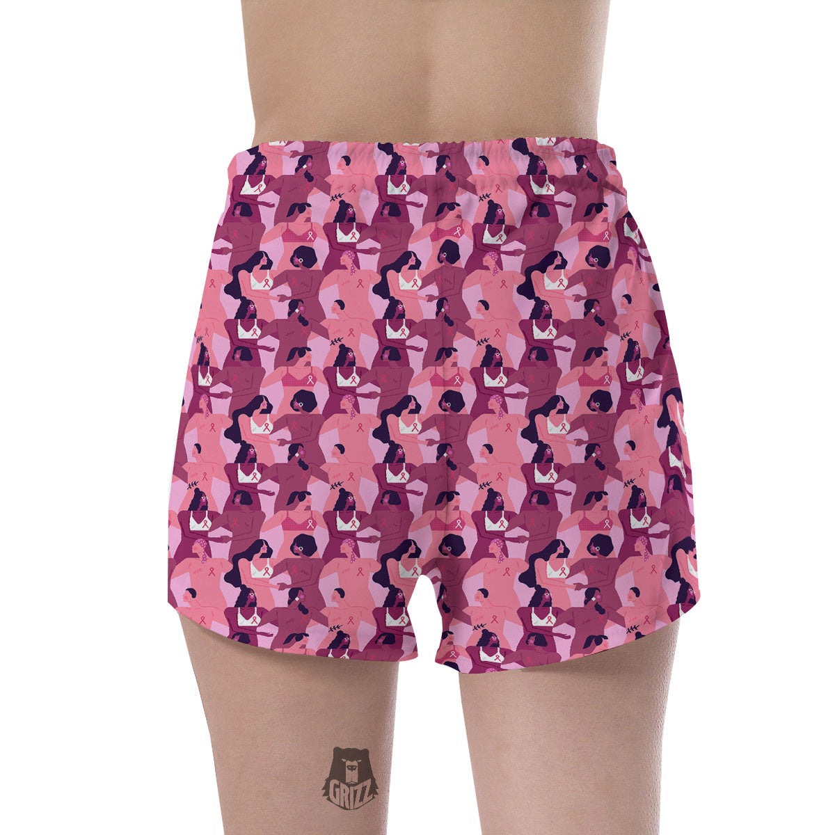 Breast Cancer Pink Print Pattern Women's Shorts-grizzshop