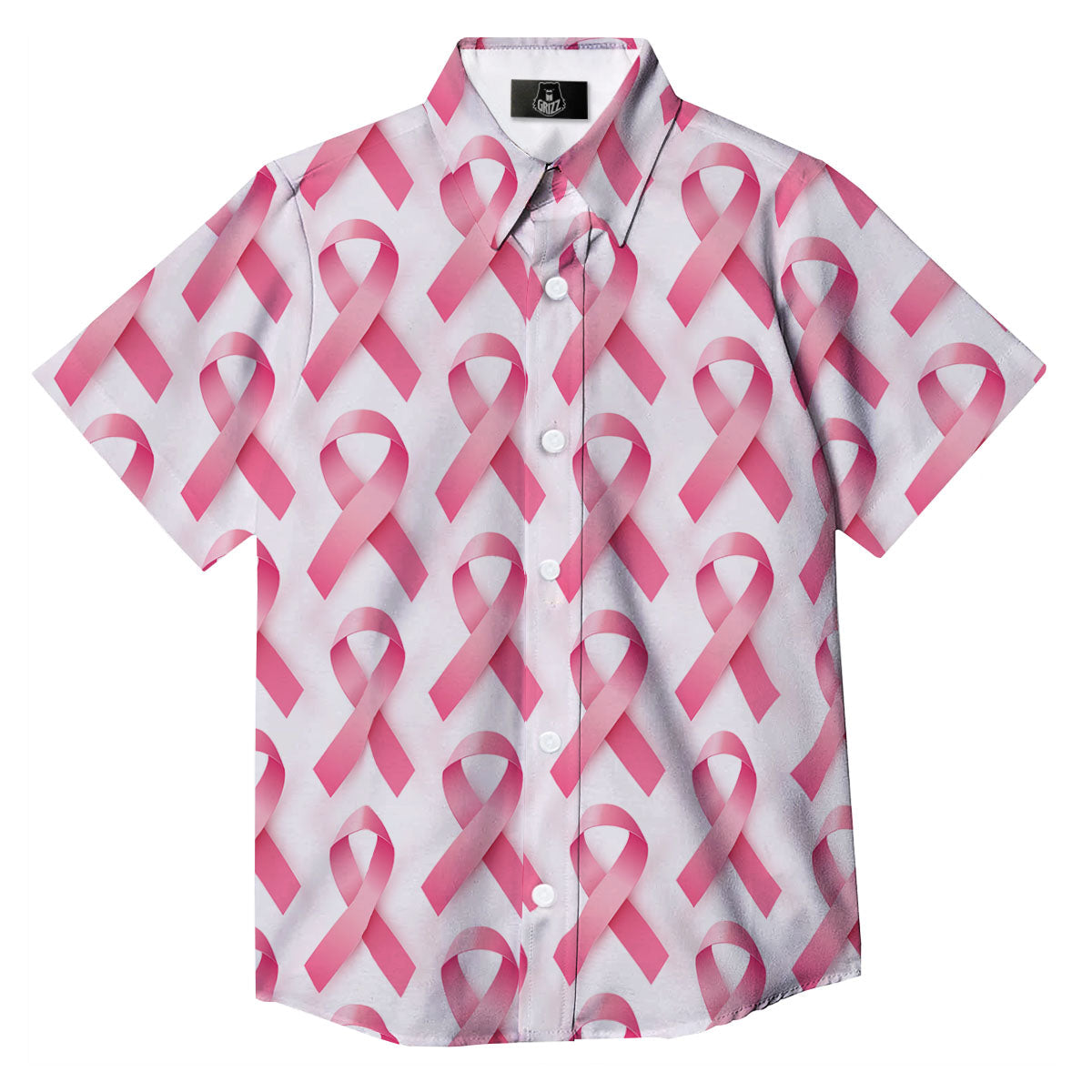 Breast Cancer Pink Ribbon Print Pattern Button Up Shirt-grizzshop