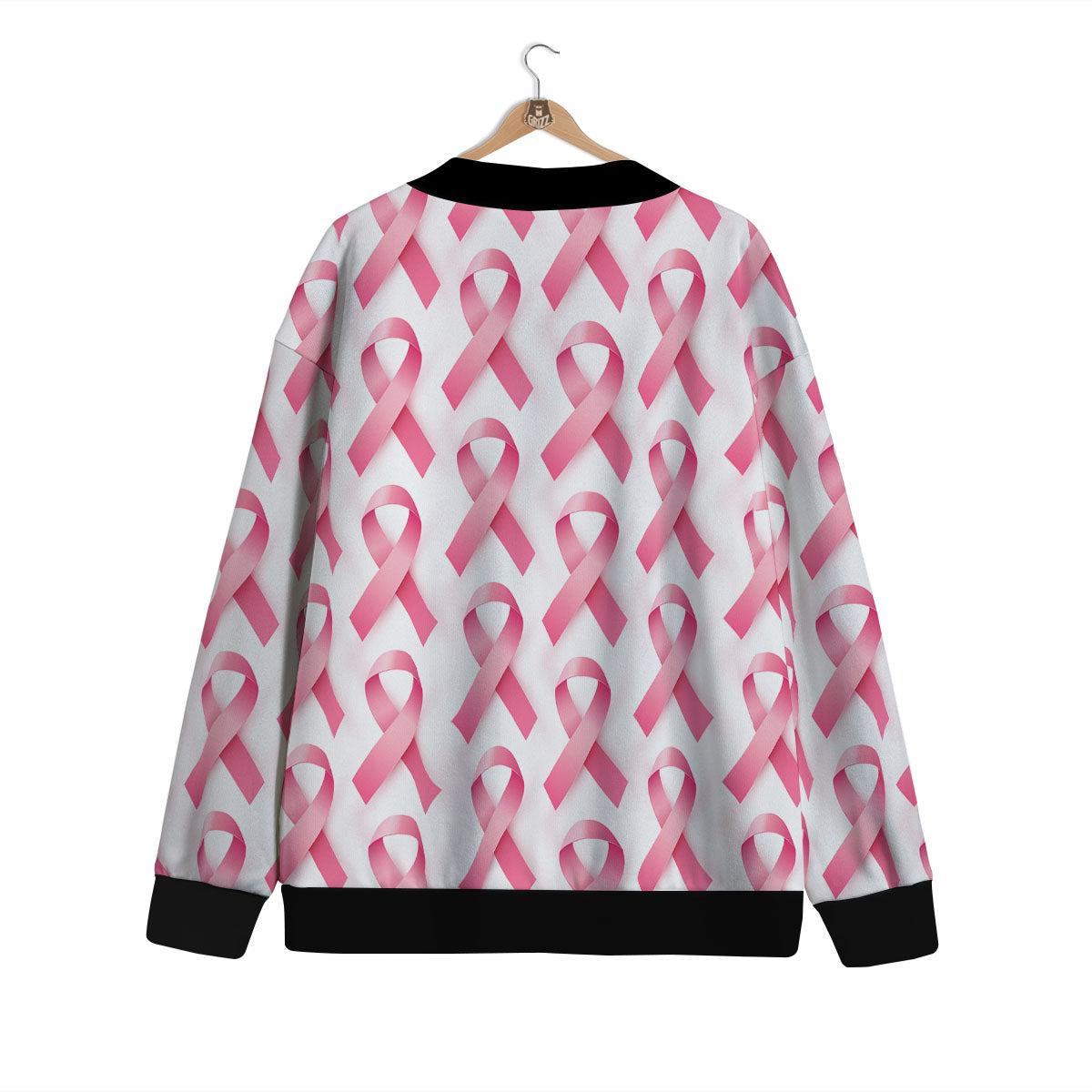 Breast Cancer Pink Ribbon Print Pattern Cardigan-grizzshop