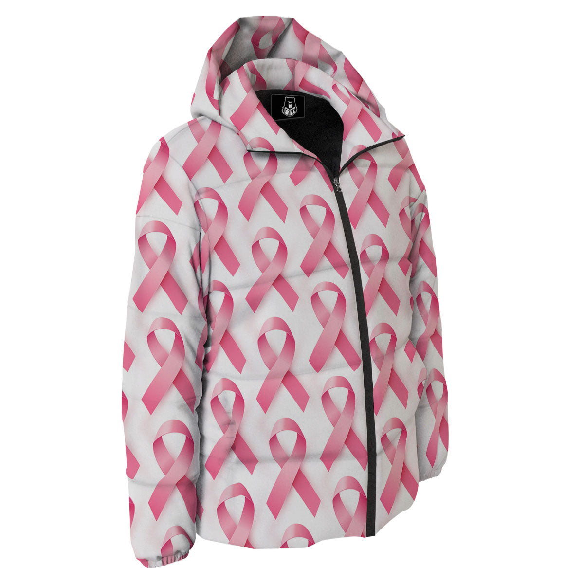 Breast Cancer Pink Ribbon Print Pattern Down Jacket-grizzshop