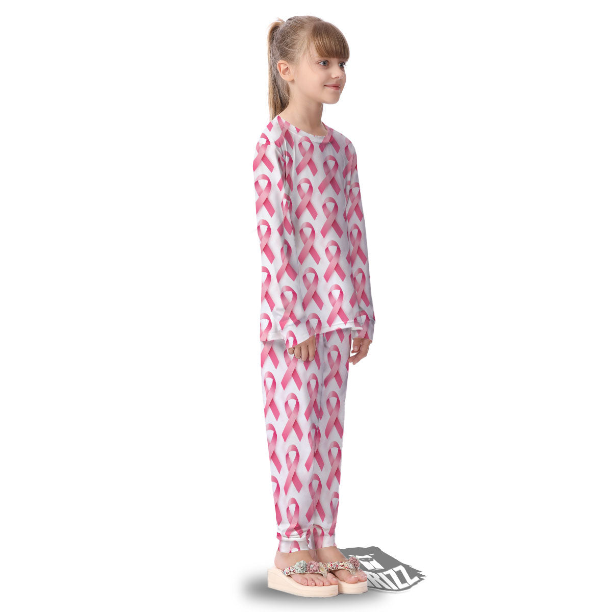 Breast Cancer Pink Ribbon Print Pattern Kid's Pajamas-grizzshop