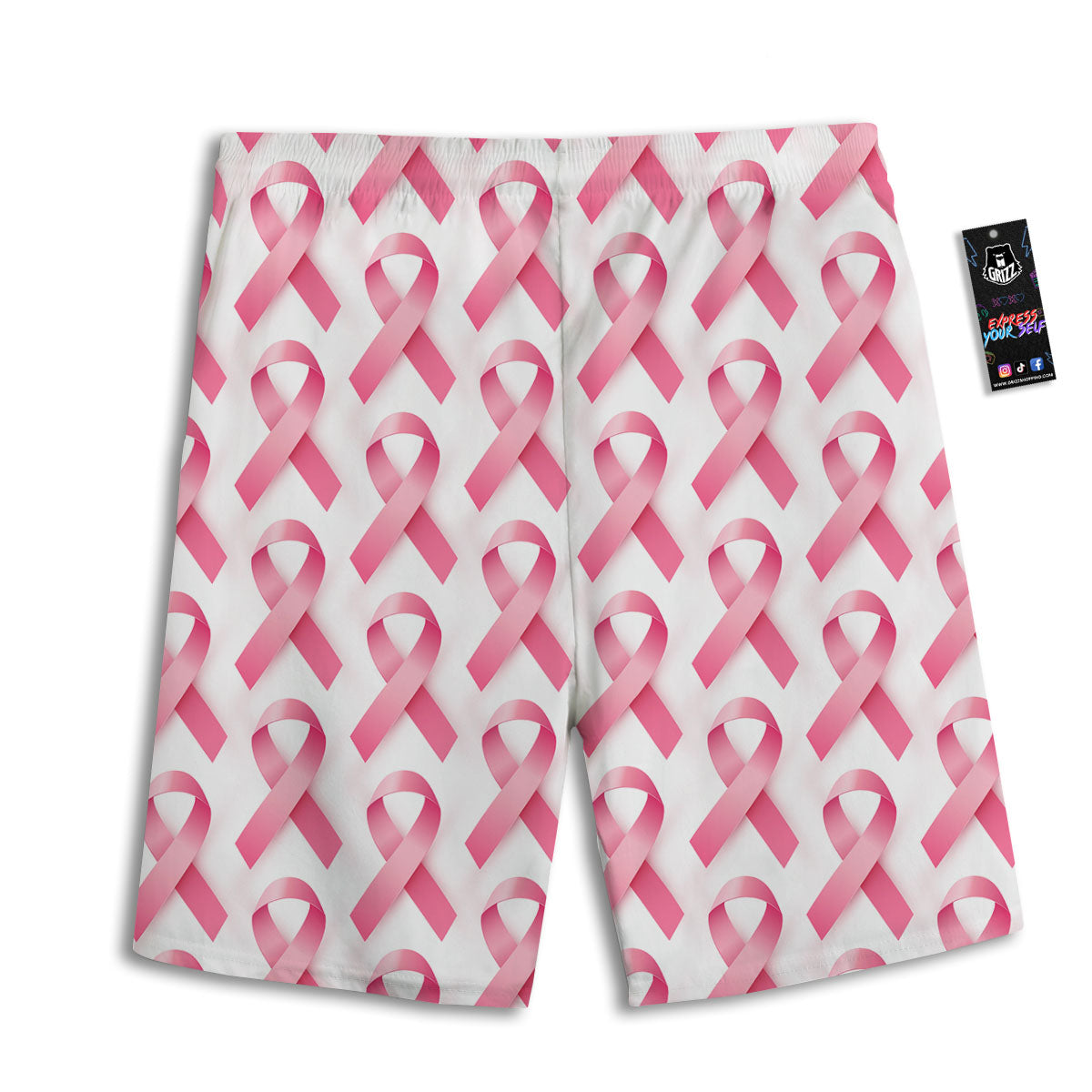 Breast Cancer Pink Ribbon Print Pattern Men's Athletic Shorts
