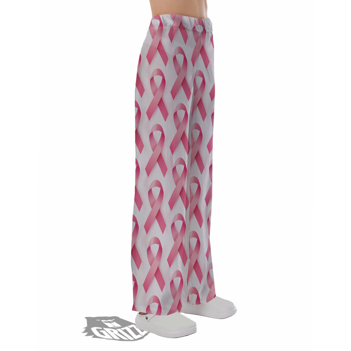 Breast Cancer Pink Ribbon Print Pattern Pajama Pants-grizzshop