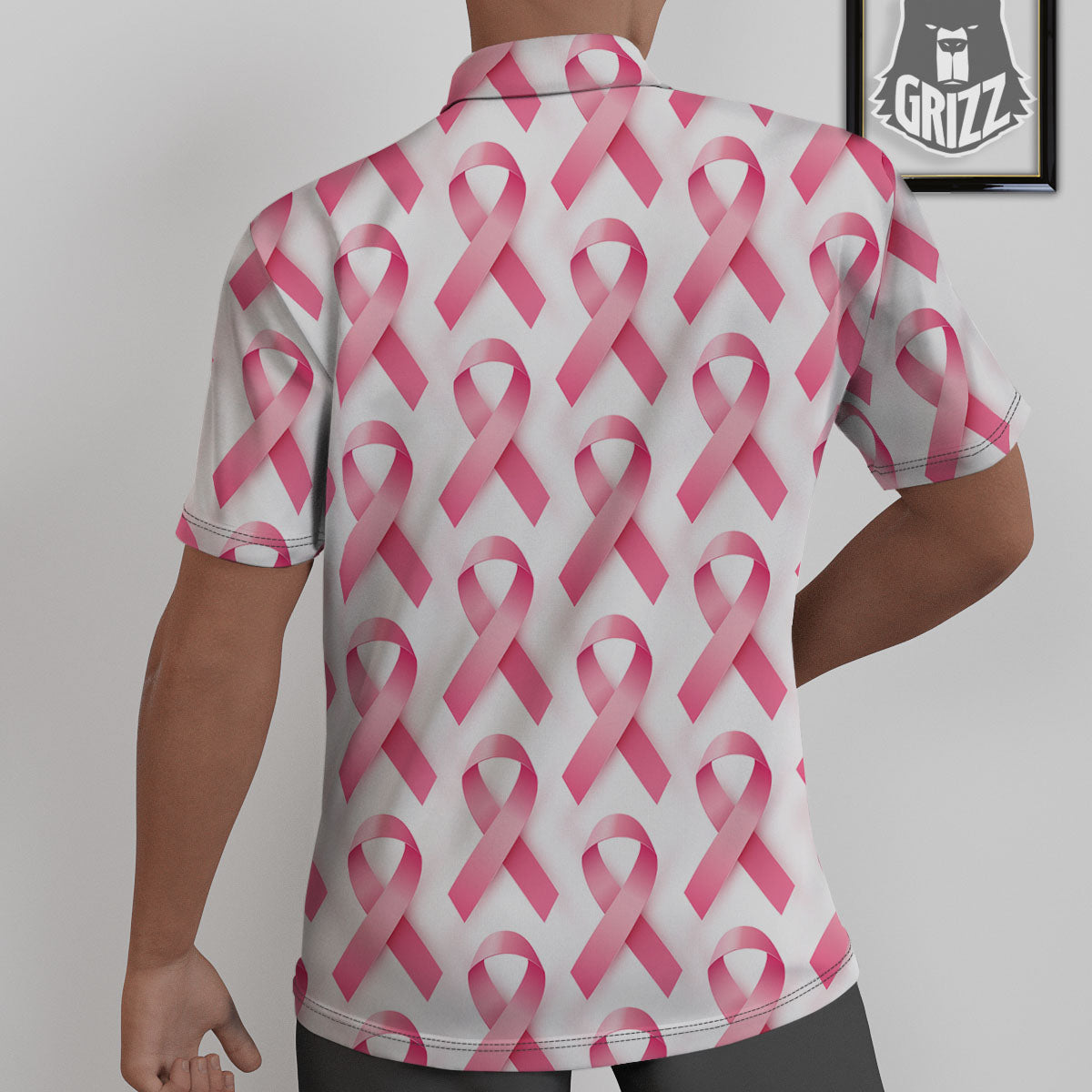 Breast Cancer Pink Ribbon Print Pattern Untucked Shirts-grizzshop