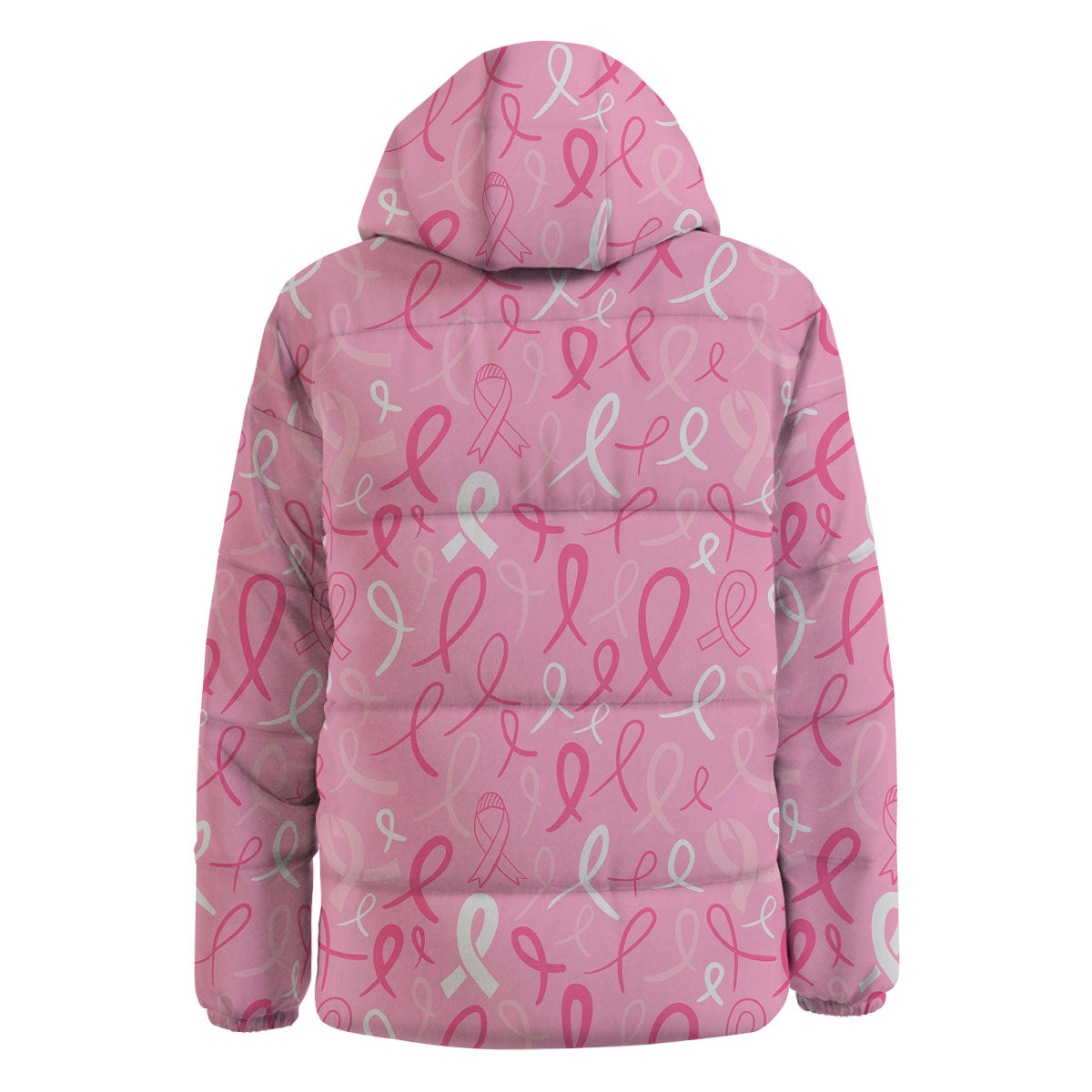 Breast Cancer Ribbon Pink Print Pattern Down Jacket-grizzshop