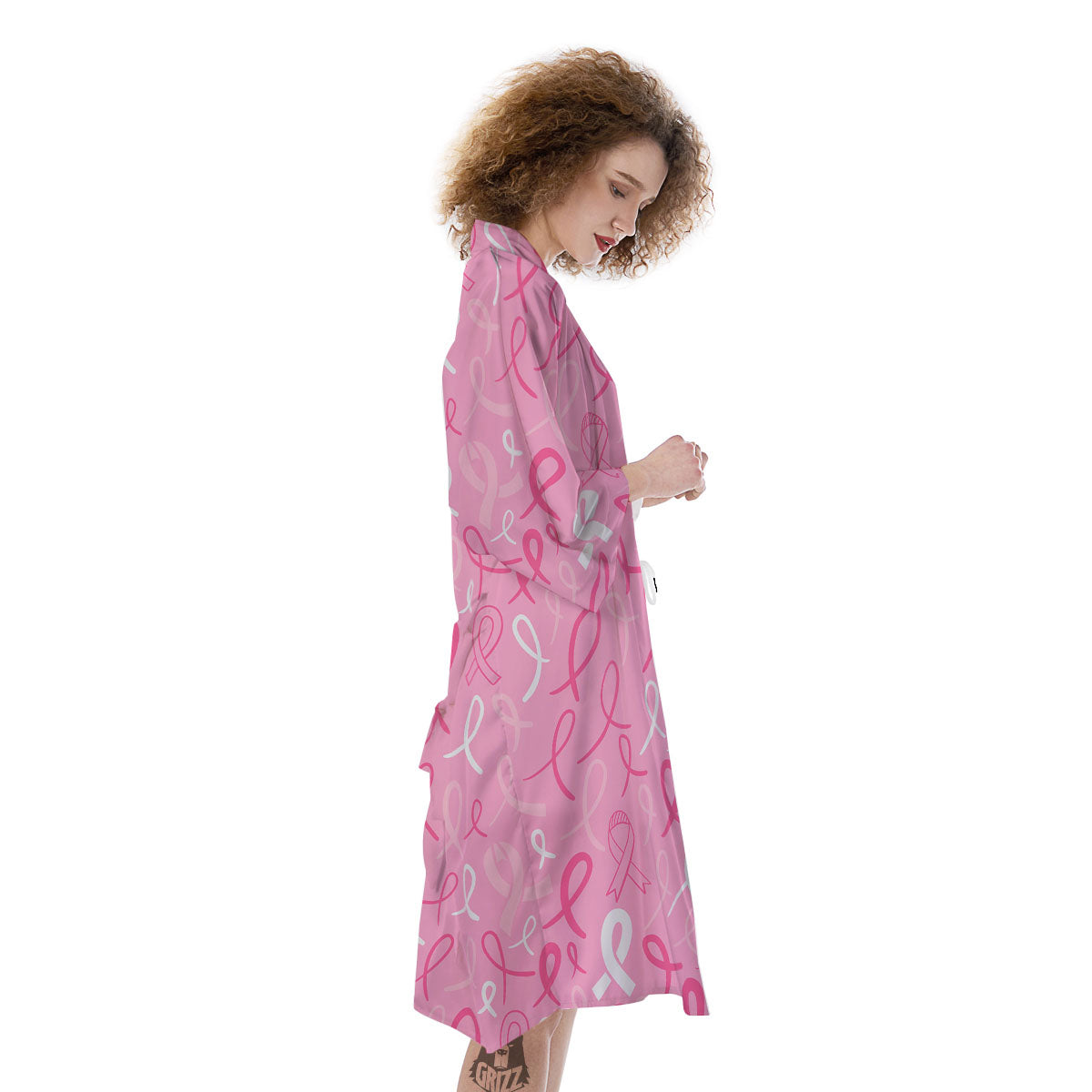 Breast Cancer Ribbon Pink Print Pattern Kimono-grizzshop