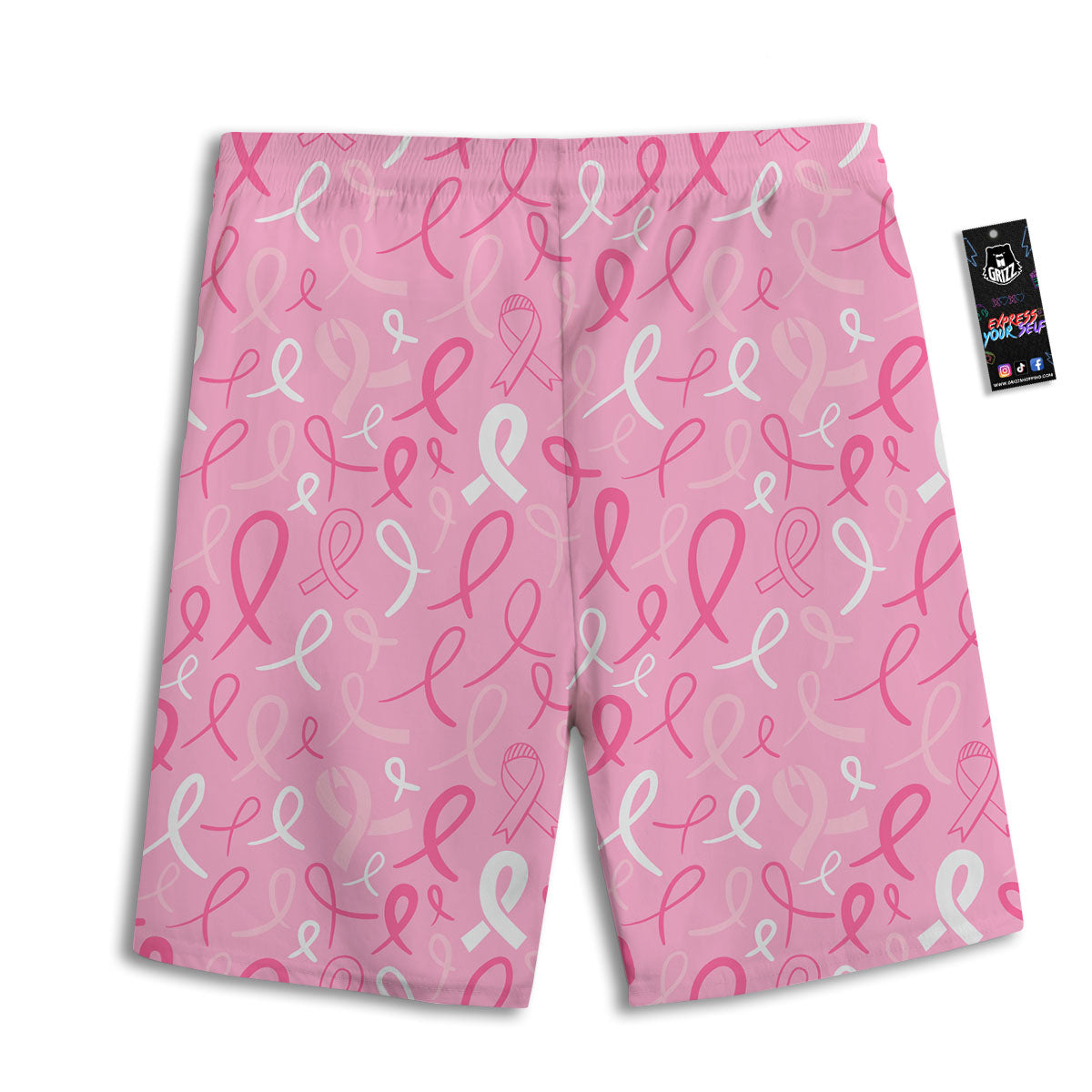 Breast Cancer Ribbon Pink Print Pattern Men's Athletic Shorts