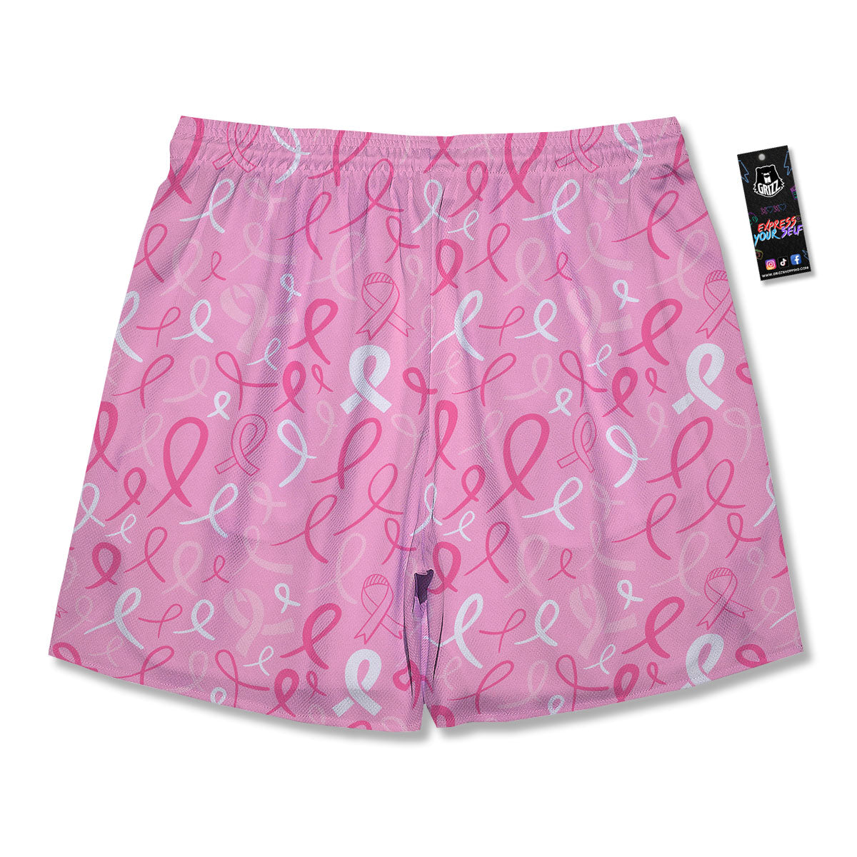 Breast Cancer Ribbon Pink Print Pattern Men's Running Shorts-grizzshop