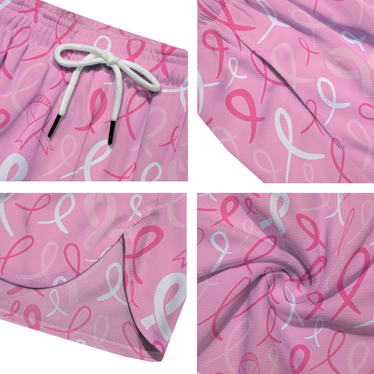Breast Cancer Ribbon Pink Print Pattern Men's Running Shorts-grizzshop