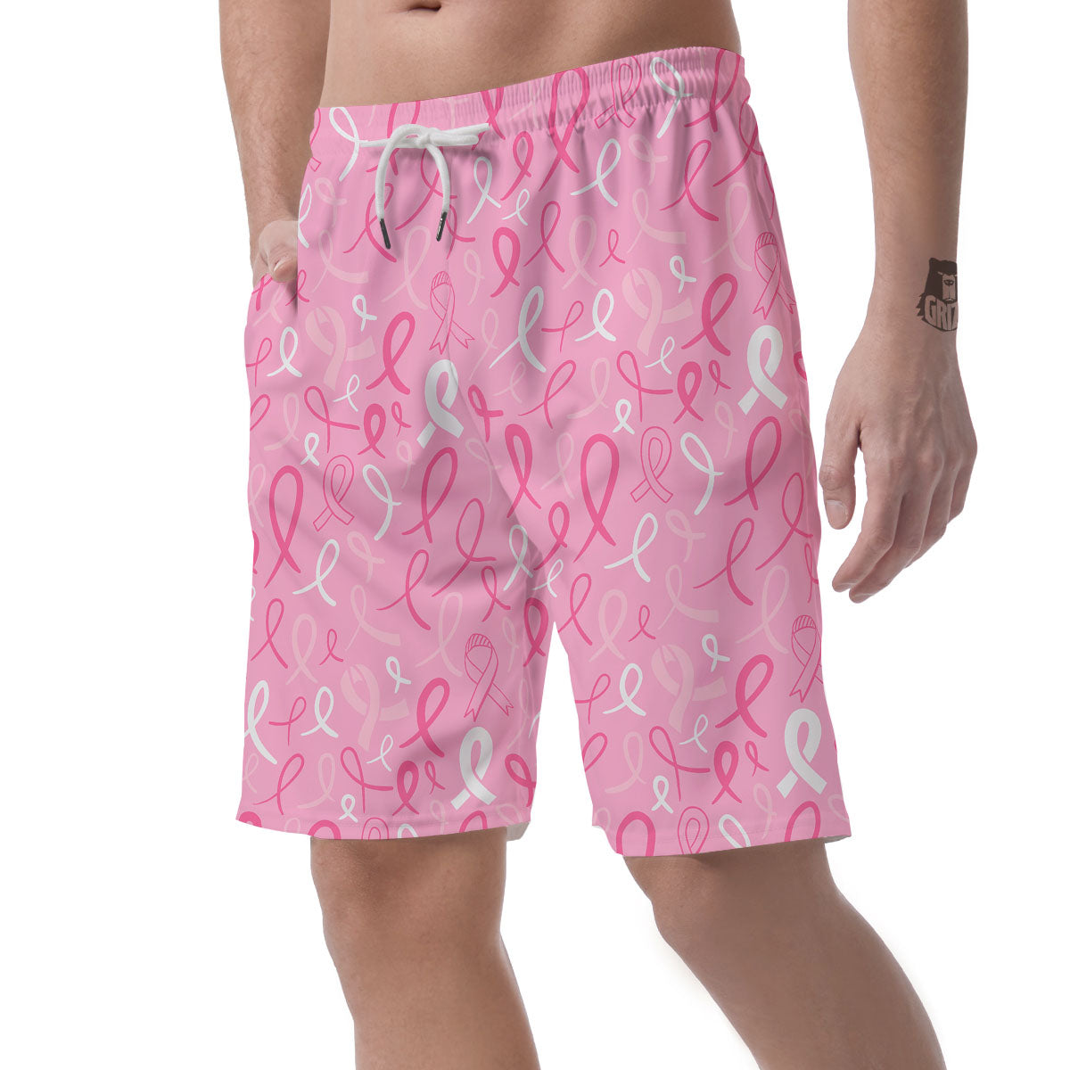 Breast Cancer Ribbon Pink Print Pattern Men's Shorts-grizzshop