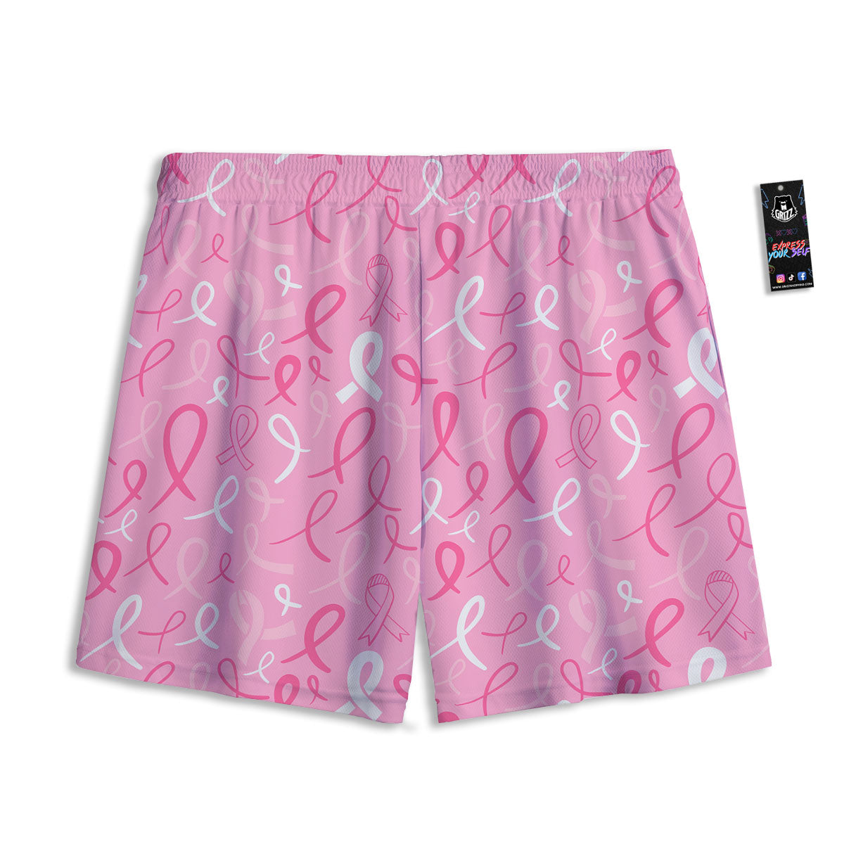 Breast Cancer Ribbon Pink Print Pattern Mesh Shorts