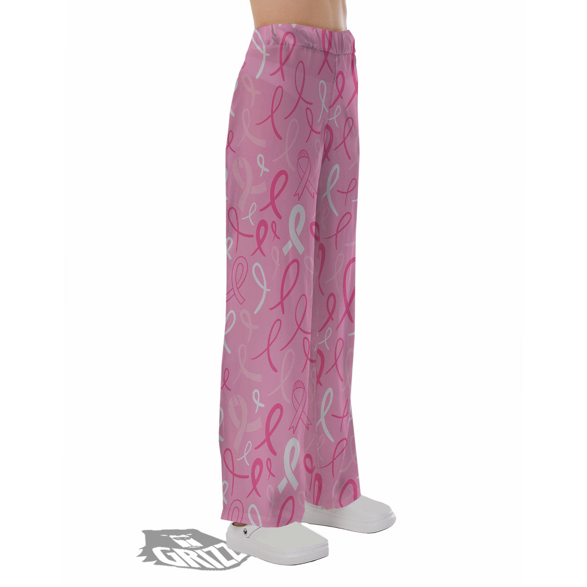 Breast Cancer Ribbon Pink Print Pattern Pajama Pants-grizzshop