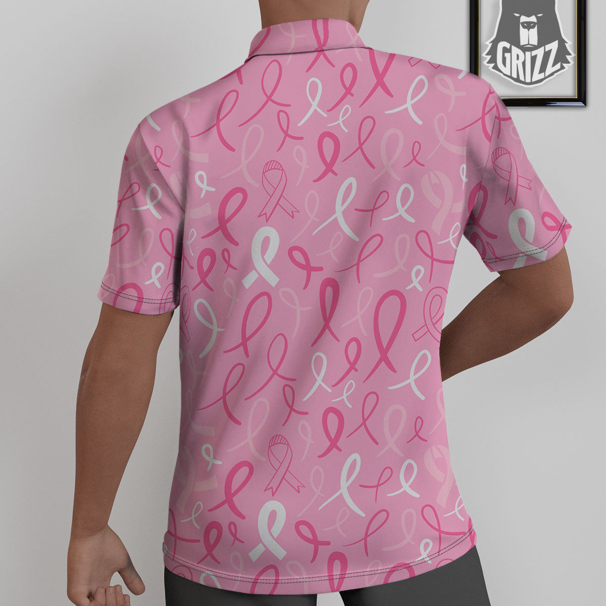 Breast Cancer Ribbon Pink Print Pattern Untucked Shirts-grizzshop