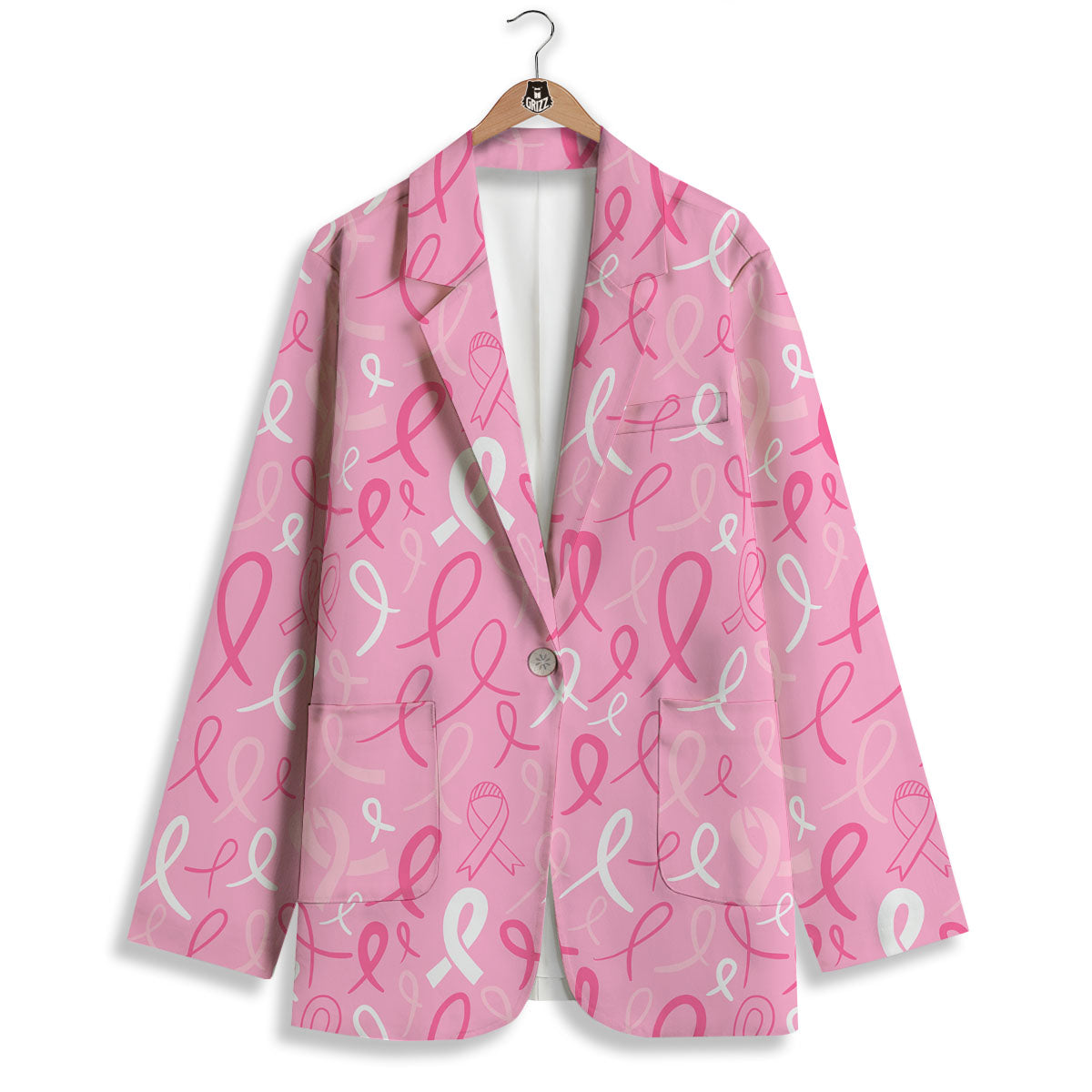 Breast Cancer Ribbon Pink Print Pattern Women's Blazer-grizzshop