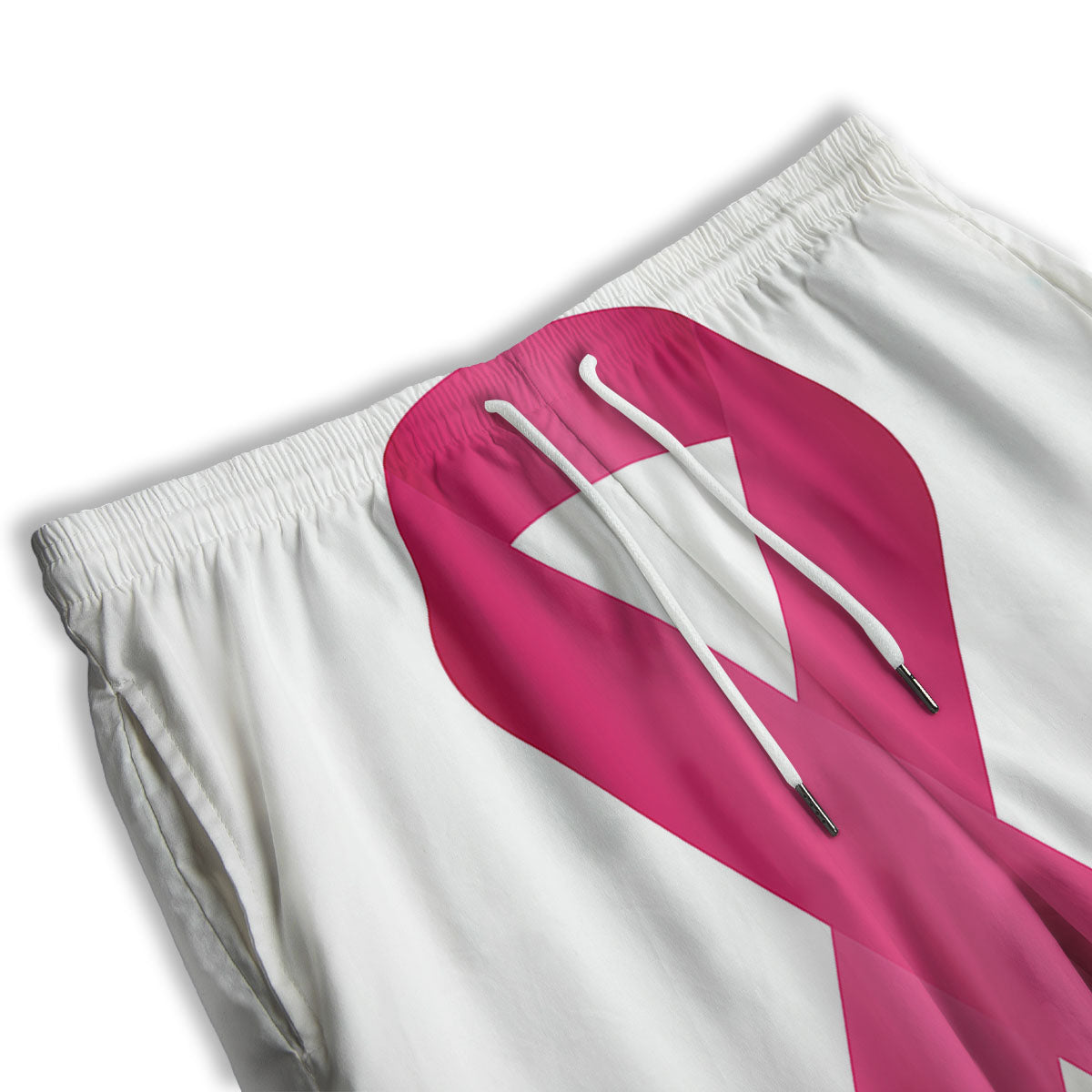 Breast Cancer White And Pink Print Men's Athletic Shorts