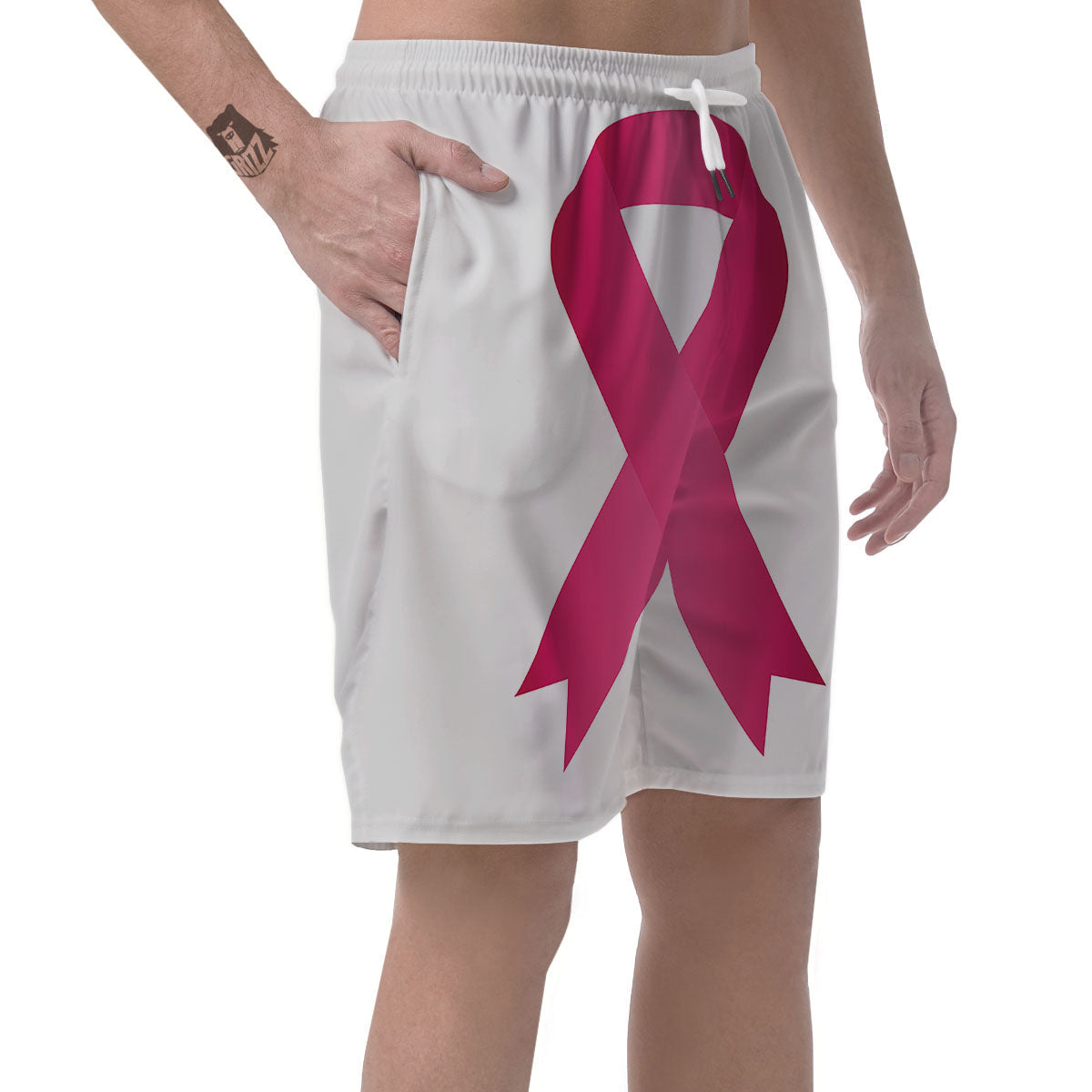 Breast Cancer White And Pink Print Men's Shorts-grizzshop