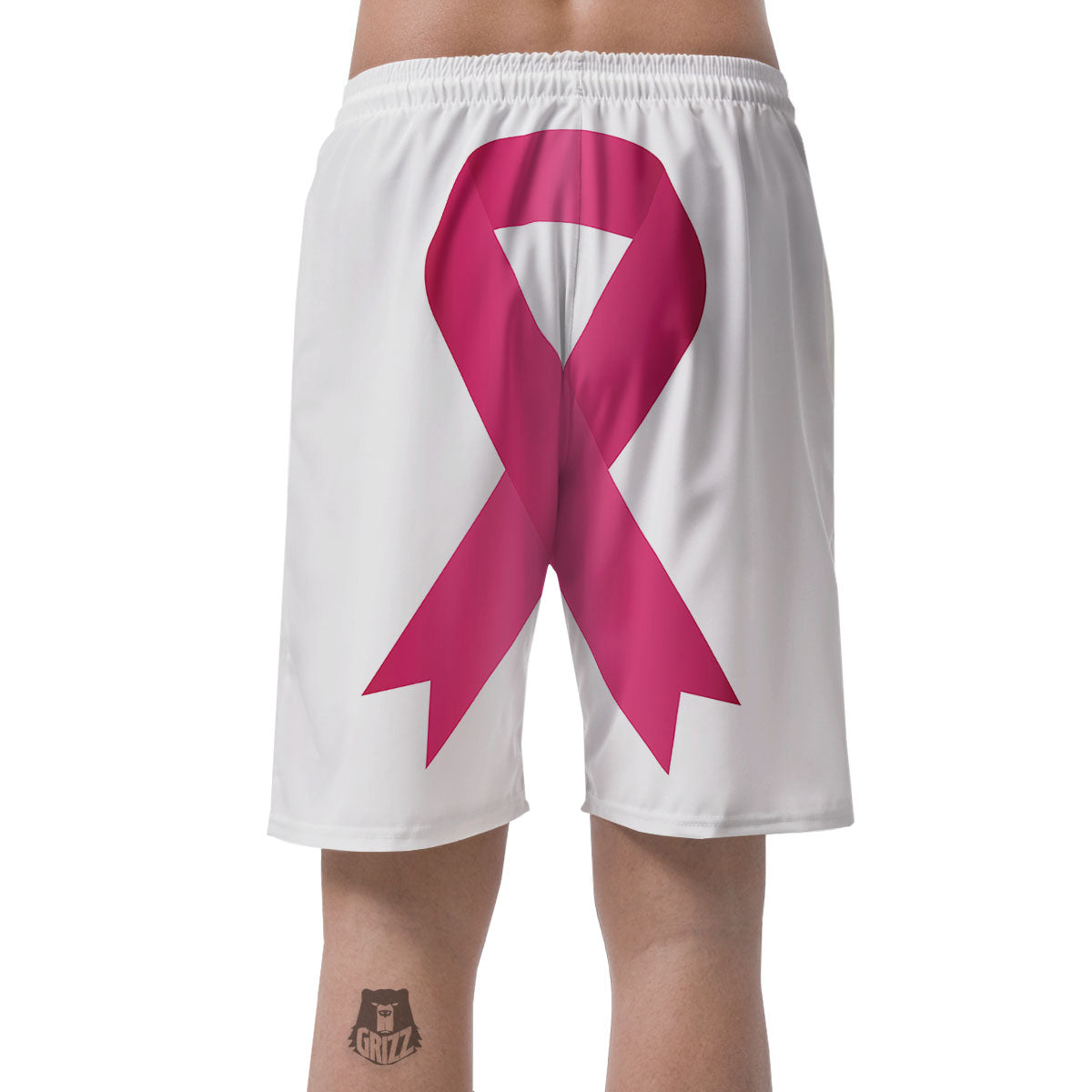 Breast Cancer White And Pink Print Men's Shorts-grizzshop