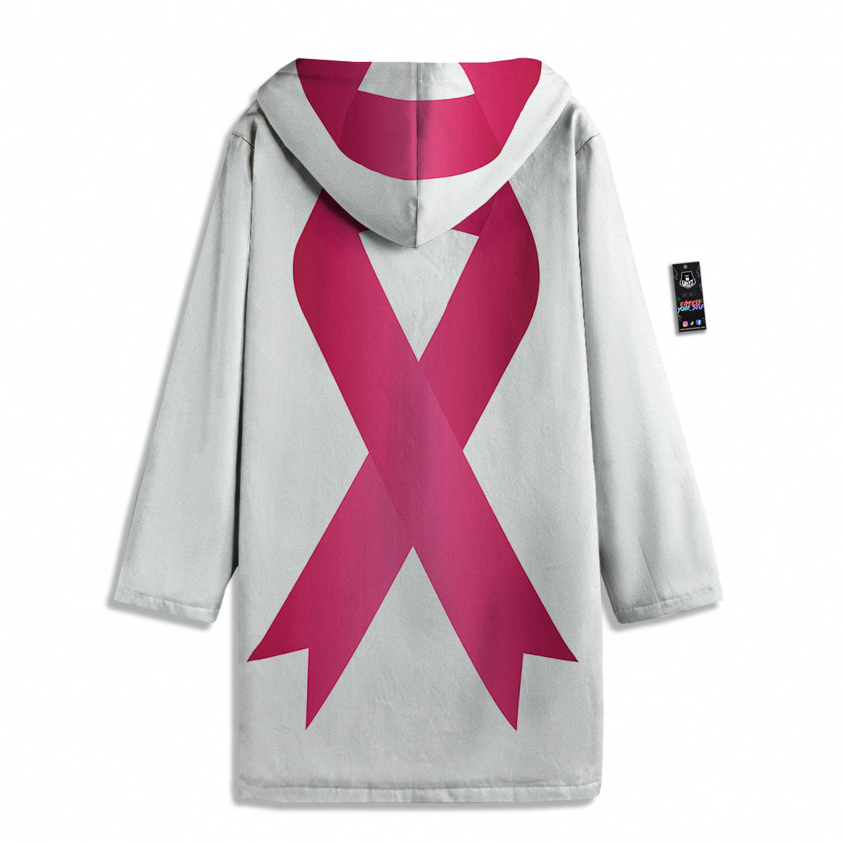 Breast Cancer White And Pink Print Men's Windbreaker Jacket-grizzshop