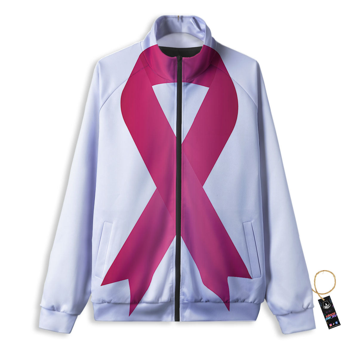 Breast Cancer White And Pink Print Track Jacket-grizzshop