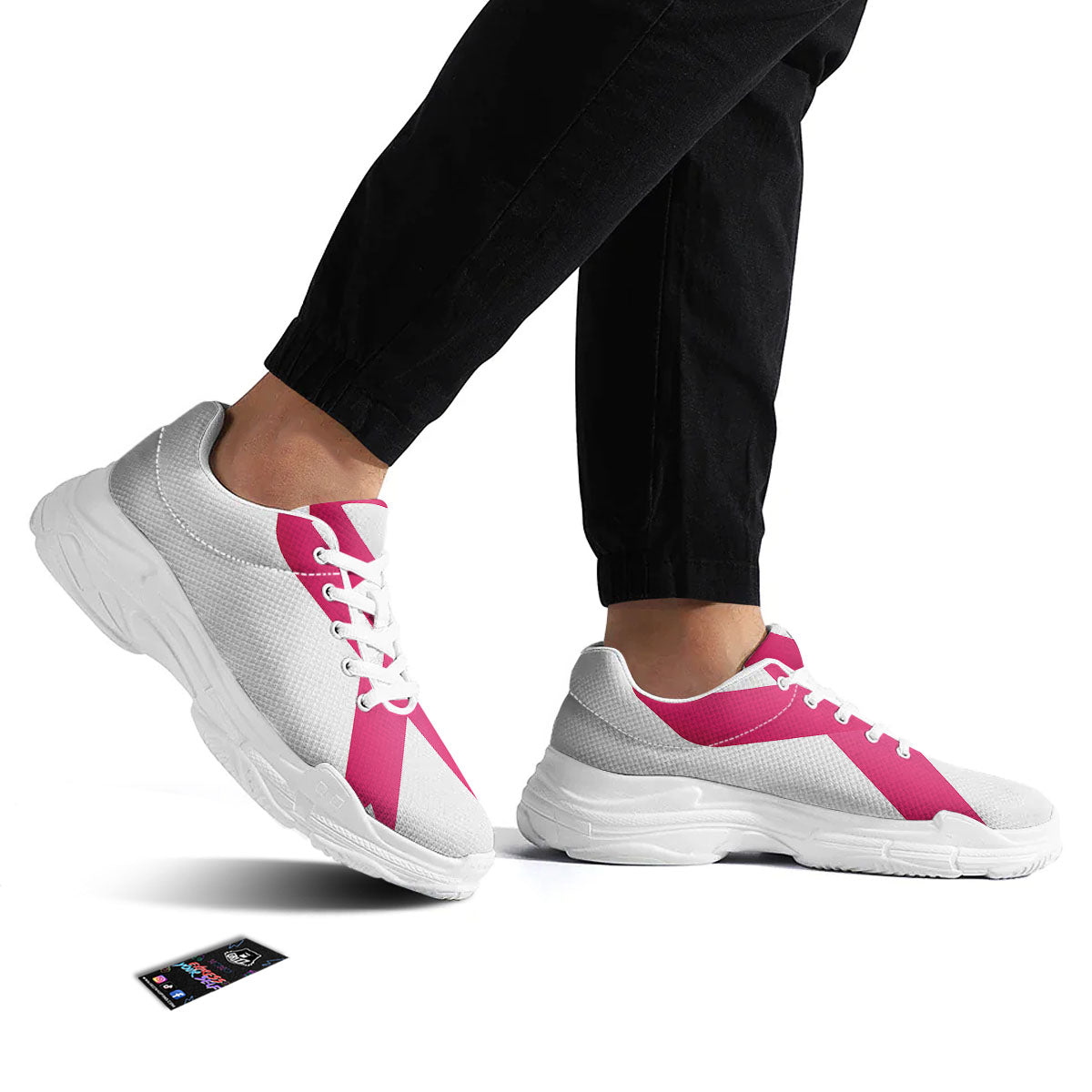 Breast Cancer White And Pink Print White Chunky Shoes-grizzshop